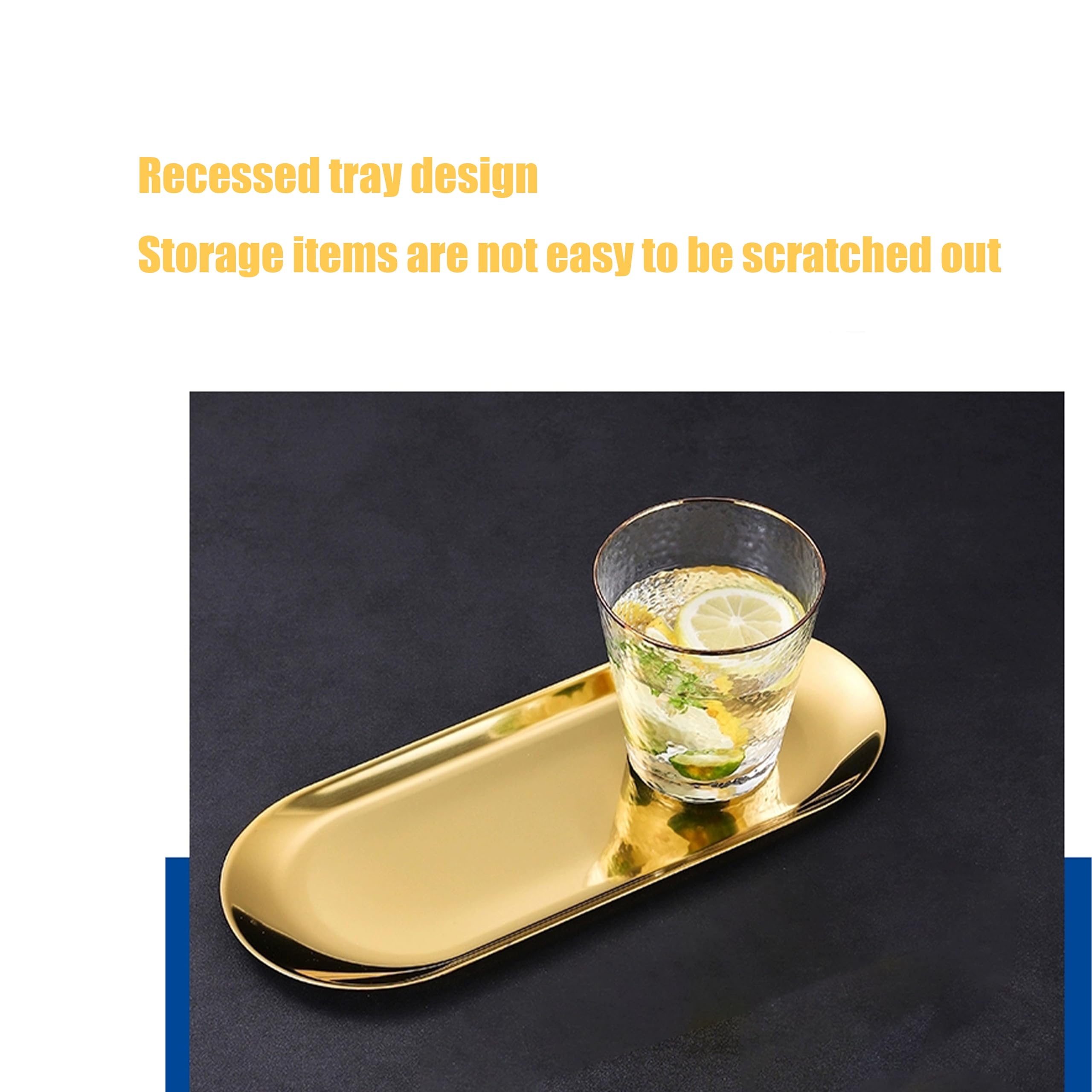 Koxxiamoq Stainless Steel Gold Tray, Decorative Vanity Tray, Metal Oval Towel Tray Storage Tray, Fruit Tea Jewelry Cosmetics Org