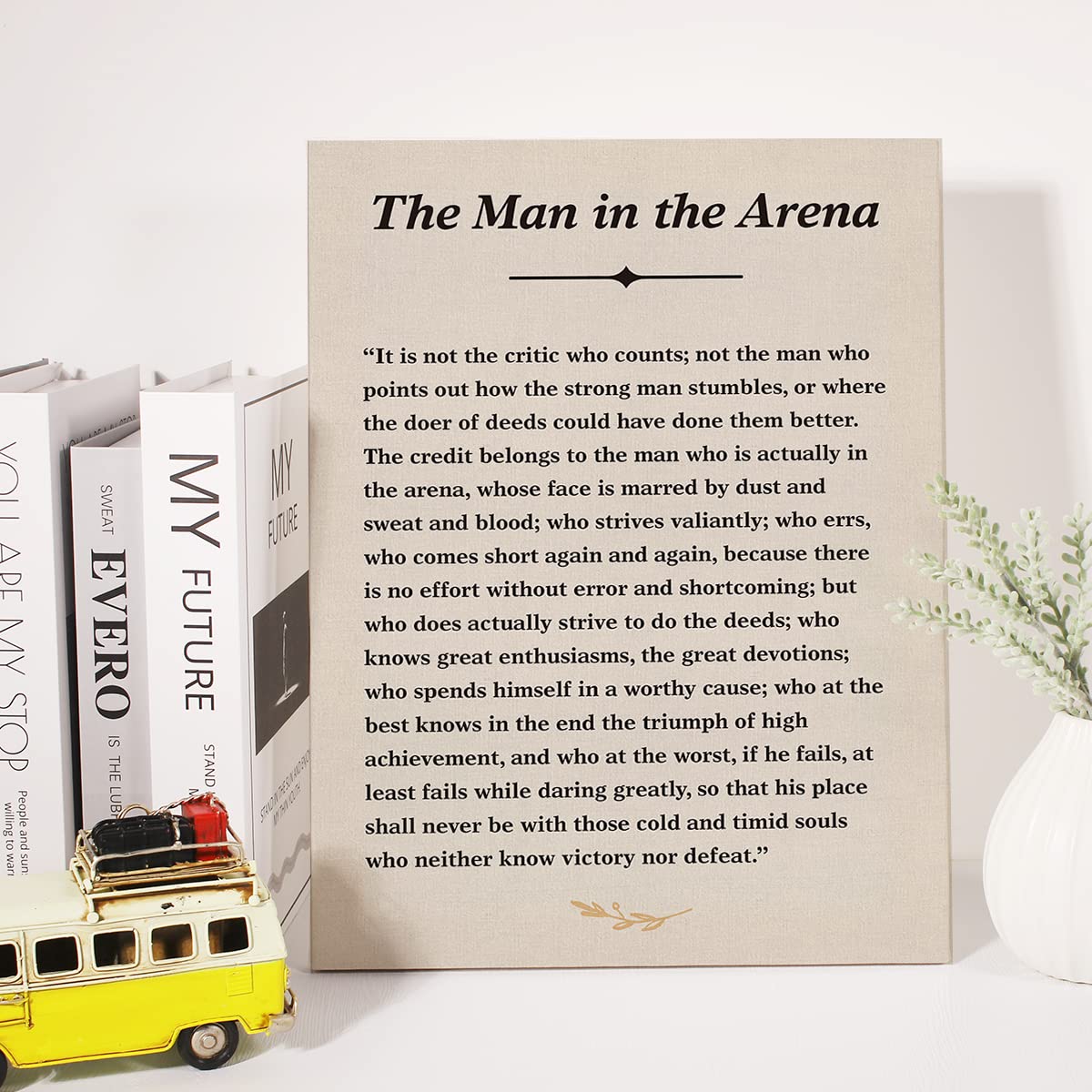 Inspirational Quote Canvas Wall Art The Man In The Arena Canvas Print Positive Theodore Roosevelt Speech Painting Wall Decor Fra