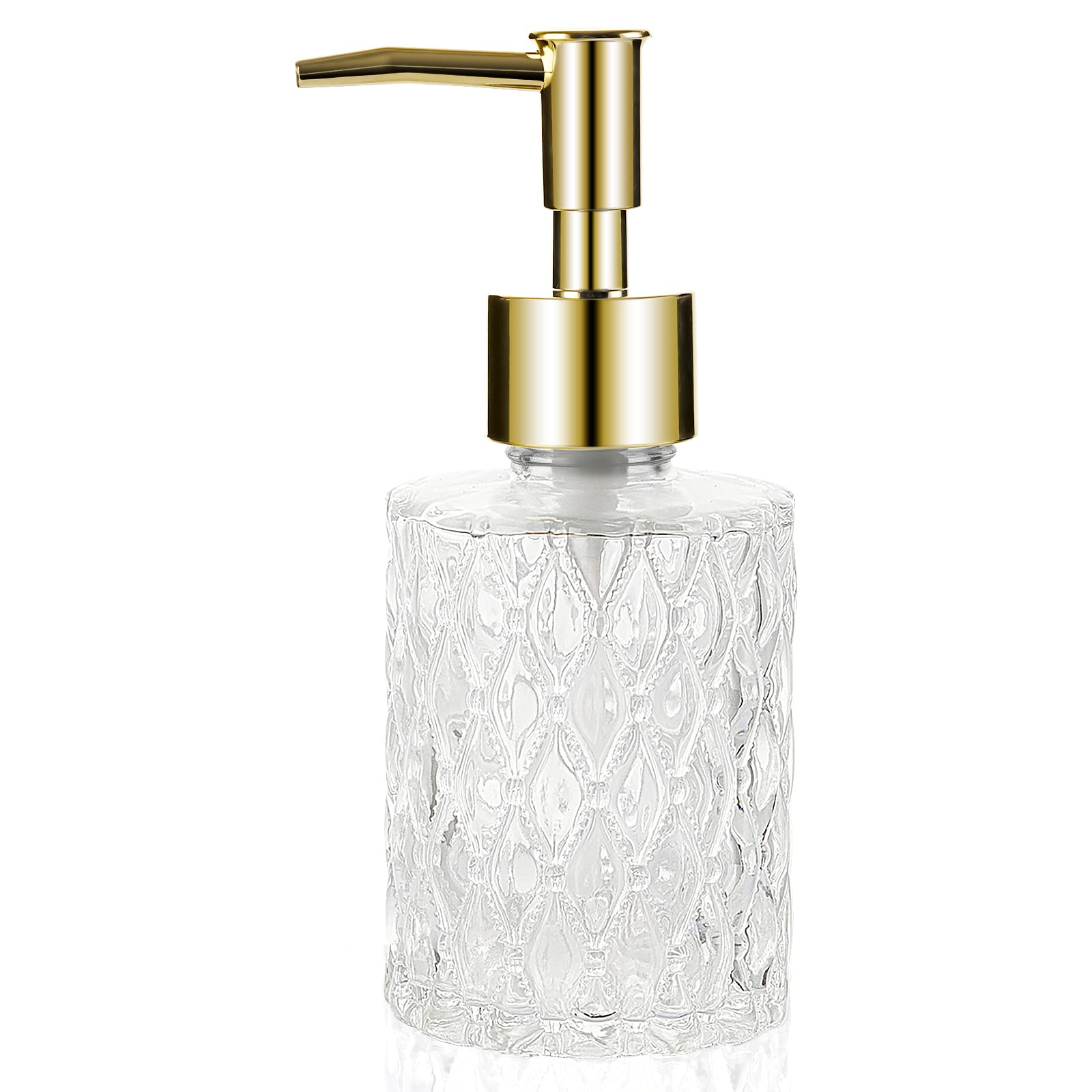 Retyion Multipurpose Soap Dispenser Easy To Clean Glass Soap Pump Dispenser Ideal For Bath And Bathroom (Gold)