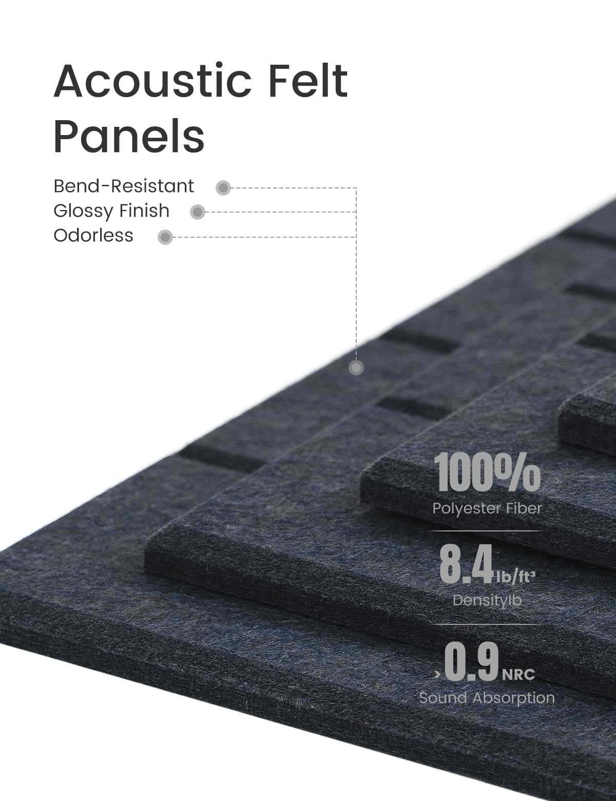 Bumusty Large Cork Board Alternative-36 x24 Felt Bulletin Board, with 30 Pushpins, 40 Adhesive Tabs, 6-Pack Slat Wall Paneling,