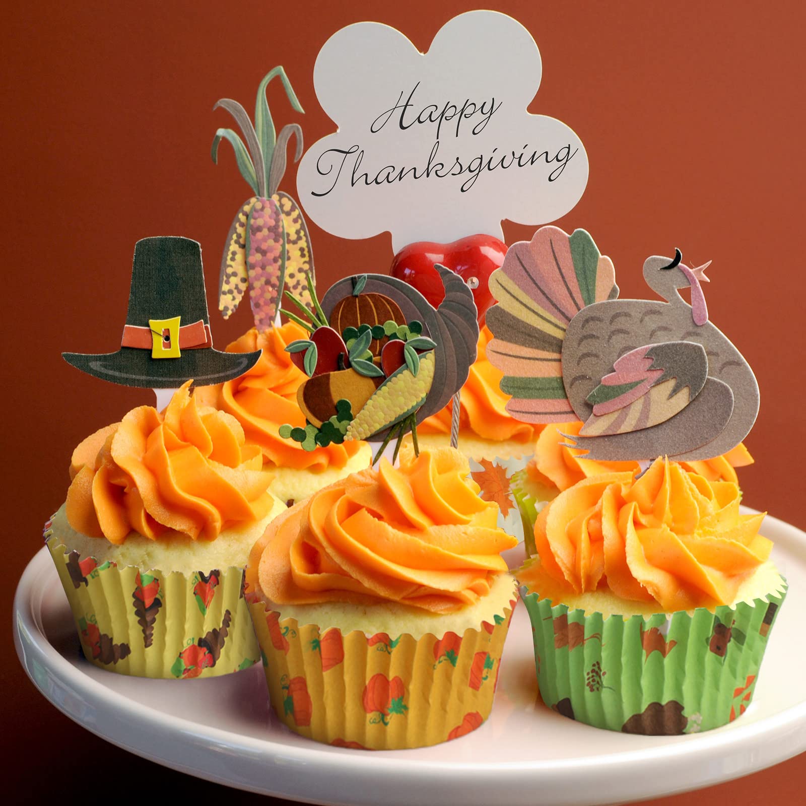 600 Pieces Thanksgiving Cupcake Liners Fall Autumn Muffin Liners Fall Cupcake Wrappers Cupcake Baking Cups Papers For Baking Tha