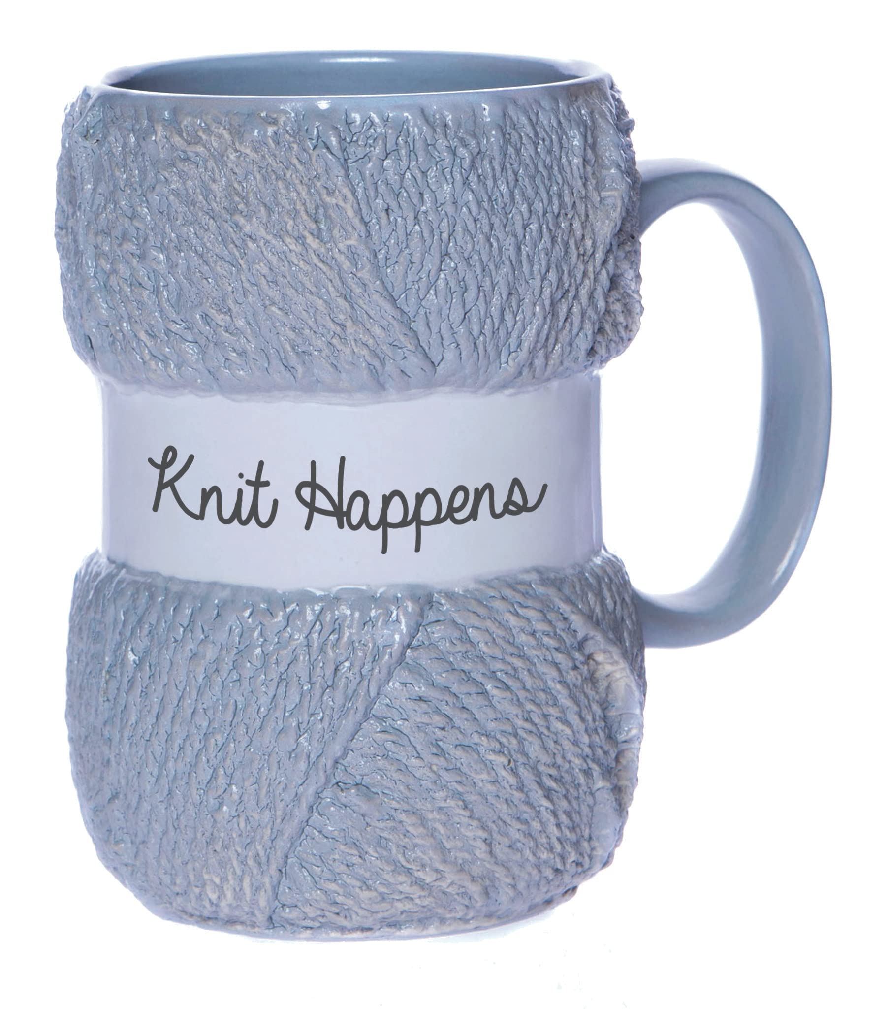 Boxer Gifts 'Knit Happens' Novelty Knitting Gift Mug | Light Blue Colour With Realistic Yarn Detailing | Amazing Christmas, Birt
