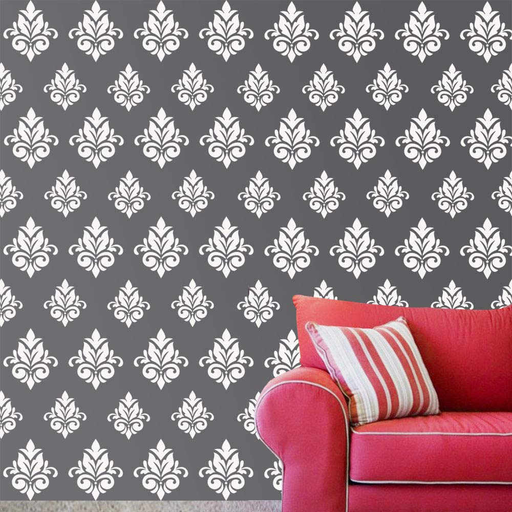 Arhat Stencils Glossy Pvc AsrE672 Beautiful Damask Motiff Wall DCor Stencils (Size:12 W X 14 L,9 W X 10 L Inches)  Resuab
