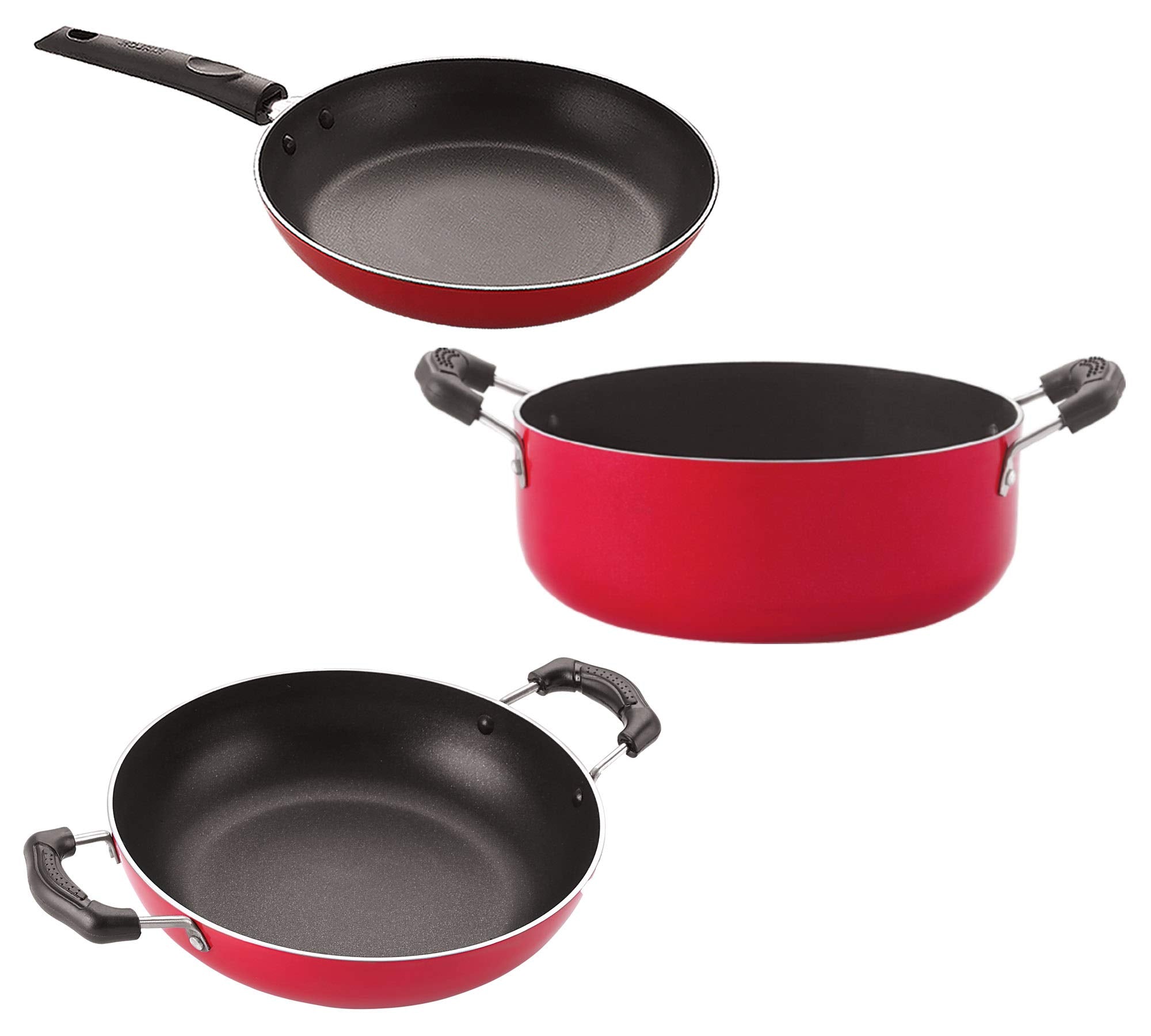 Nirlon Non Stick Cookware Pots And Pans Set Of 4 Pieces (2.6Mmv_2.6Mmkd12_Cass22_Tp24)
