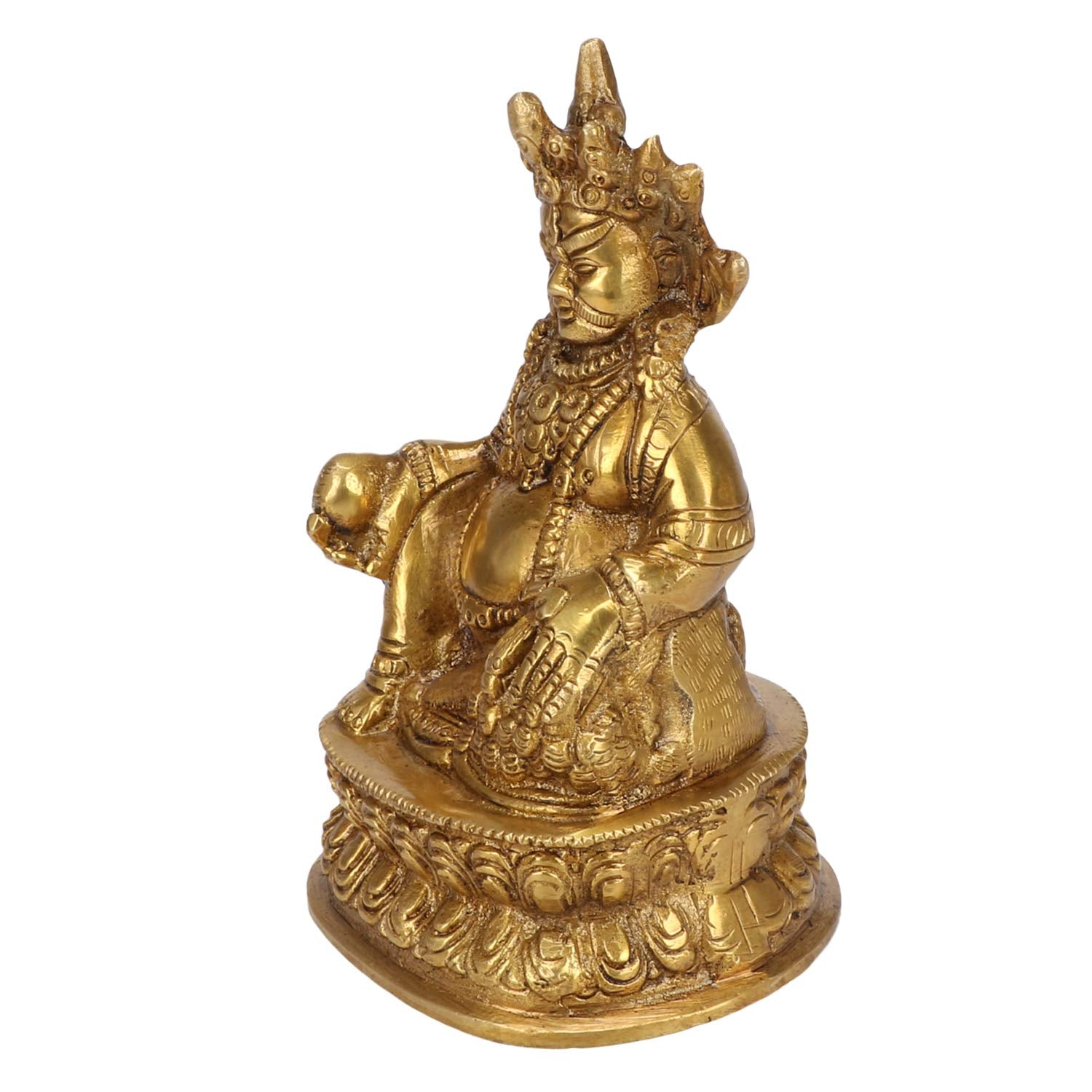 Kartique Brass Idol Lord Kuber Kuvera Wealth God Kubera Statue Murti for Prosperity Money Home D  cor Locker Safe Tijori - 4 x 6