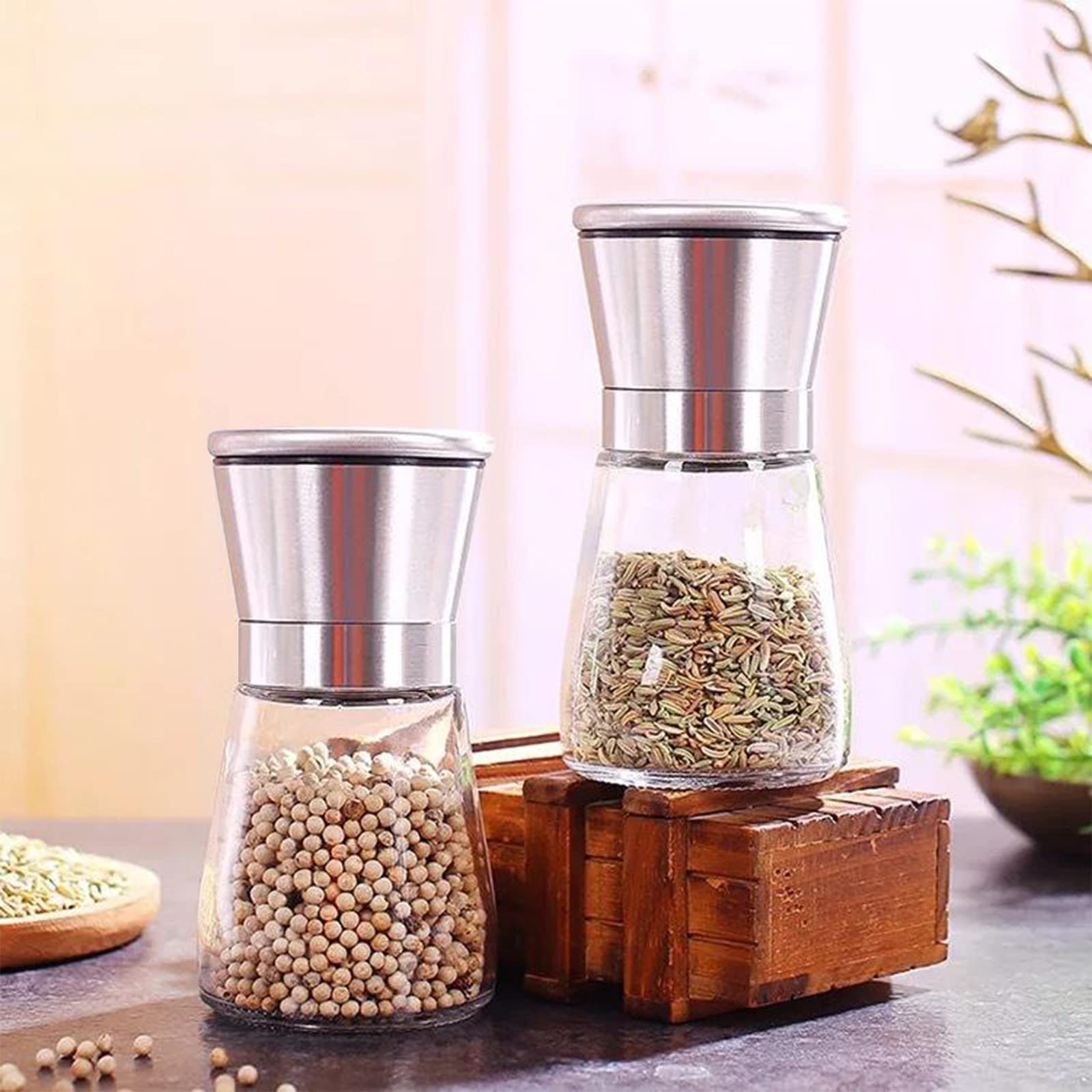 Gulex Salt And Pepper Grinder Set Pepper Mill, Salt Grinder Refillable,(Single Package) Adjustable Coarseness Black Pepper Grind