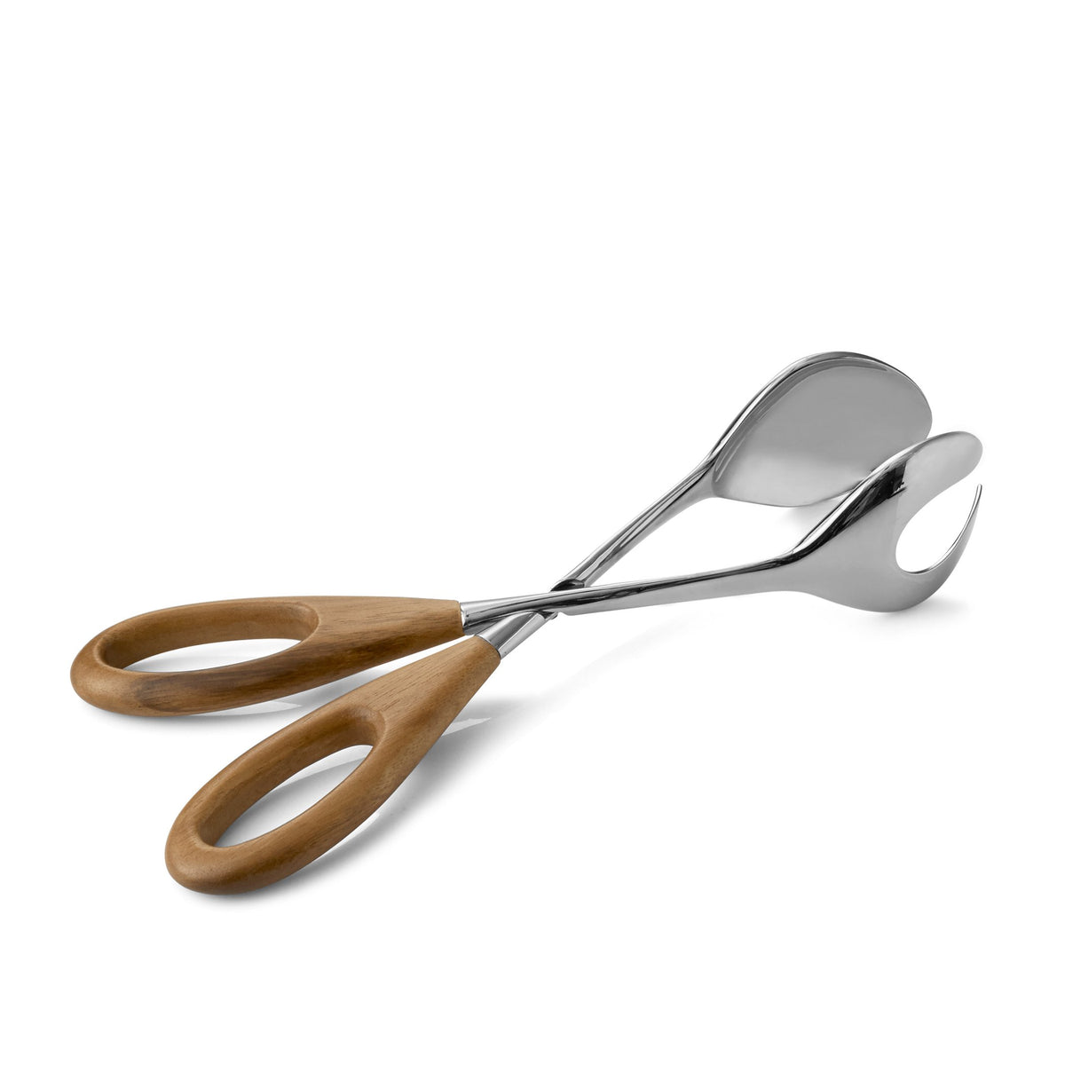 Nambe Curvo Salad Scissors | 13 Inch Kitchen Tongs For Cooking, Salad, And Grilling | Made Of Stainless Steel And Acacia Wood |