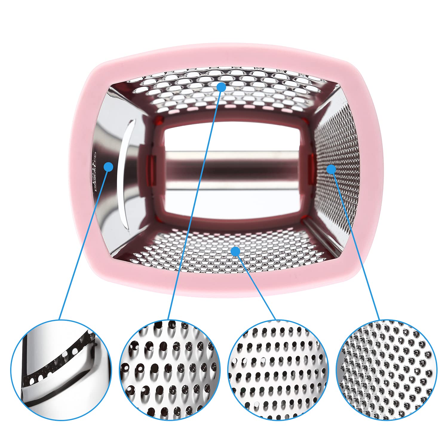 Spring Chef Professional Stainless Steel Xl Parmesan Cheese Grater With Handle - 4 Sided Box Grater For Kitchen - Dishwasher Saf