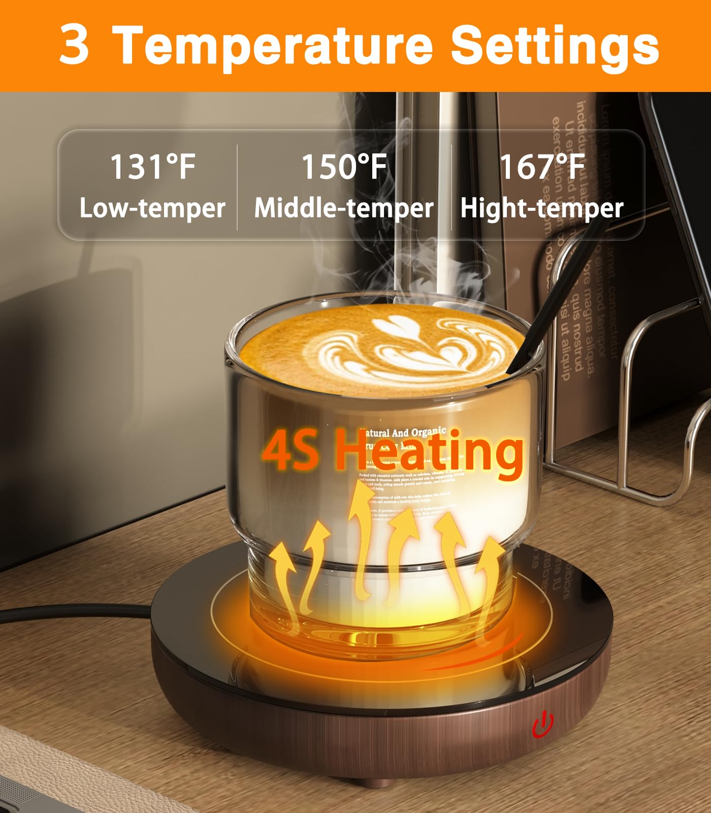 Kepwam Coffee Mug Warmer With Gravity Sensor, Mug Warmer For Desk With Led Light, 3 Temp Settings & 6H Auto Shut Off Coffee Warm