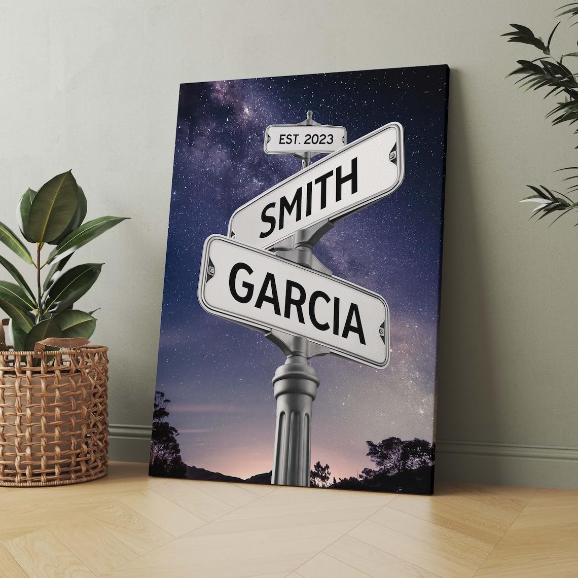 Wedding Gift For Couple, Custom Names Street Sign Art, Wedding Street Sign Canvas Print, Gift For Anniversary Wedding, Gift For