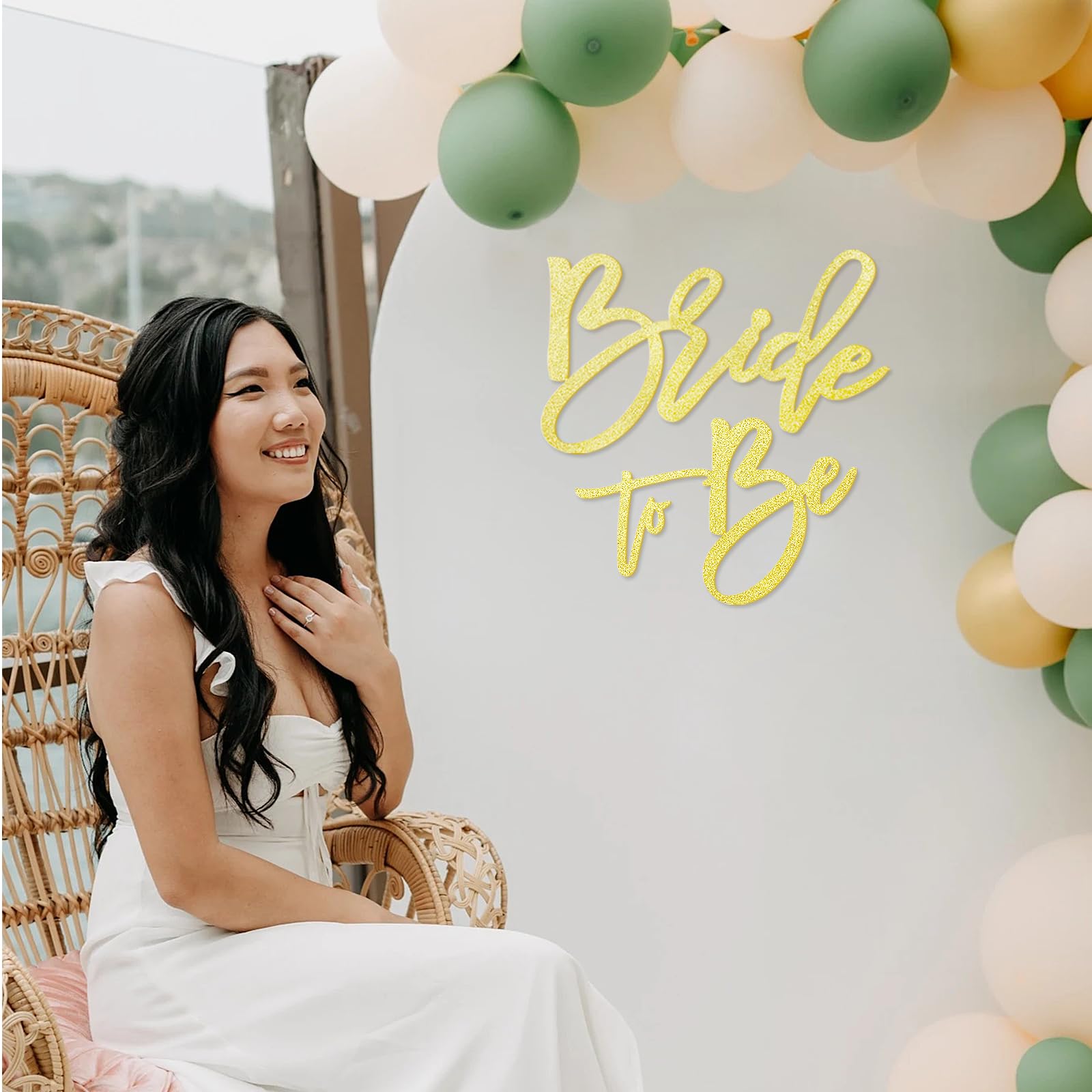 MASTRON Bride to Be Sign - Glitter Gold Felt Letters Bridal Shower Sign for Backdrop Bride to Be Sign Letters for Balloon Arch P