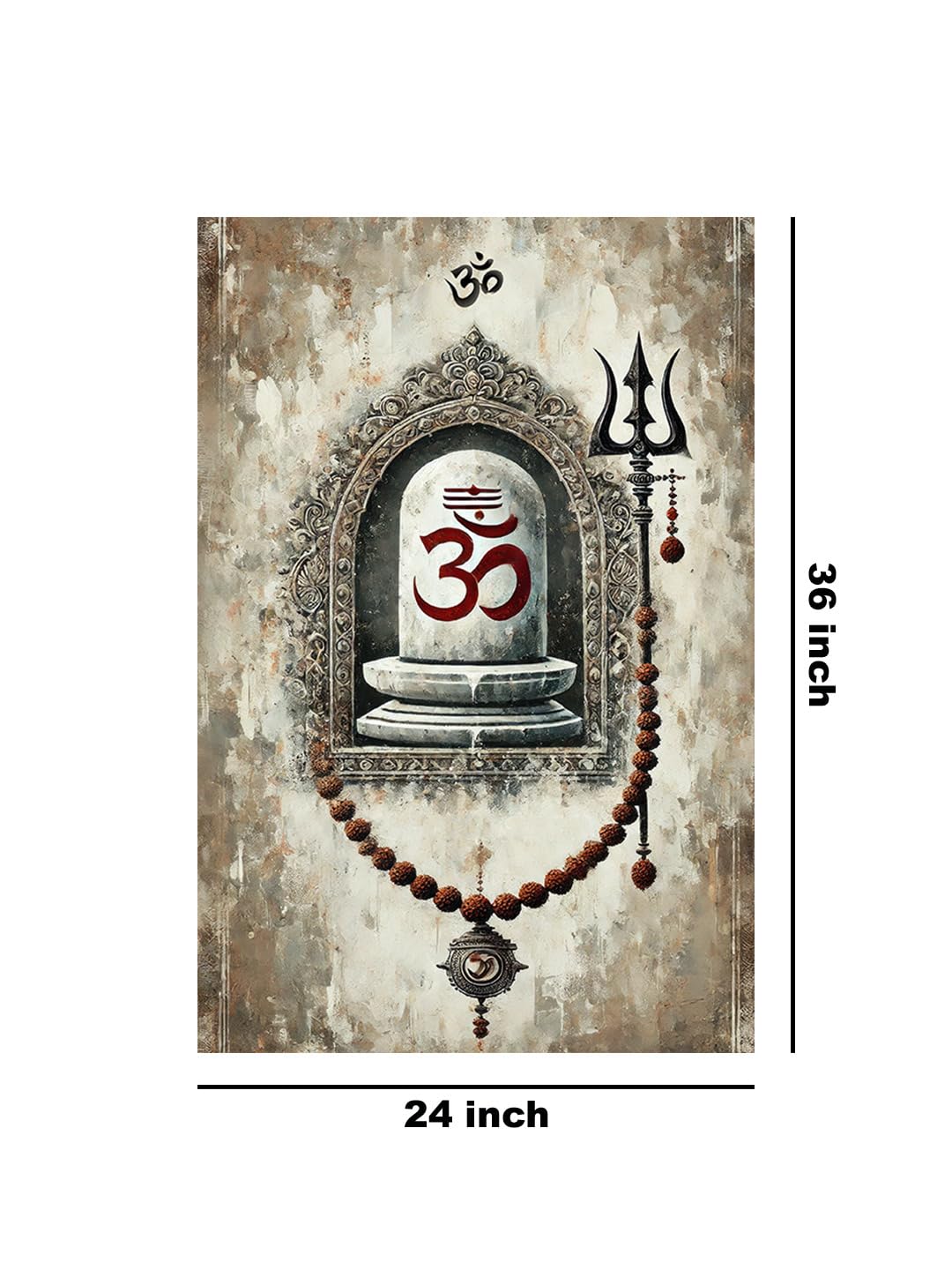 999Store Om And Shiva Lingam Canvas Art - Devotional Wall Decor For Spiritual Spaces(24X36 Inch_ Canvas) Flp24360741