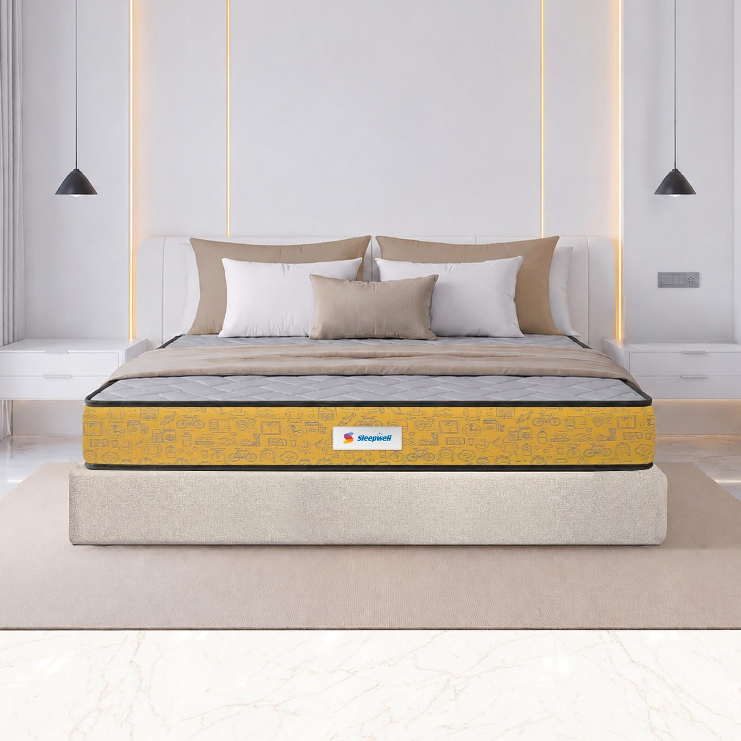 Sleepwell Ortho Pro Spring Mattress | King Size 84x70x10 Inch | Pocket Spring Orthopedic Support | Zero Partner Disturbance | Ne