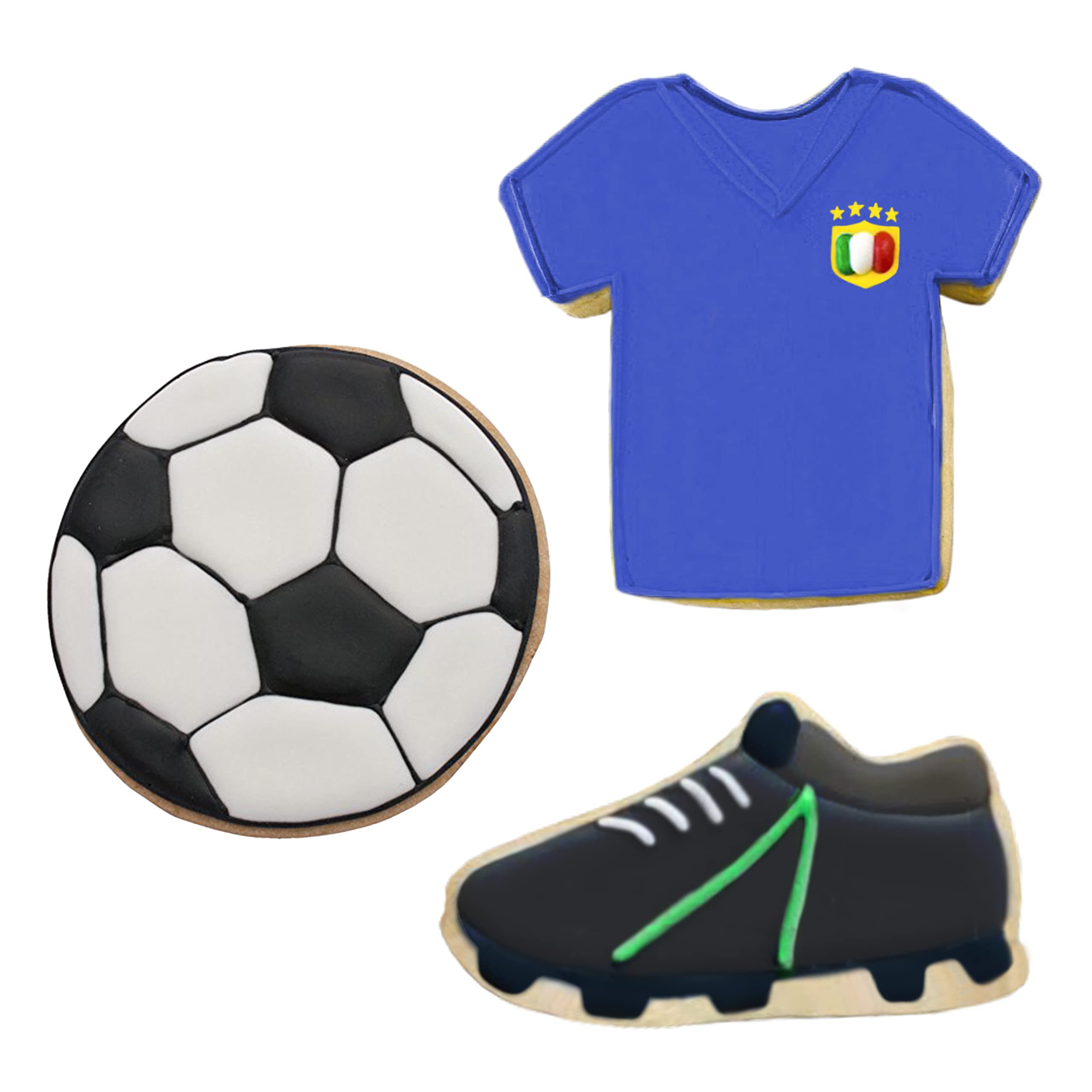 Soccer Cookie Cutters 3-Pc. Set Made In Usa By Ann Clark, Soccer Ball, Cleat, Jersey