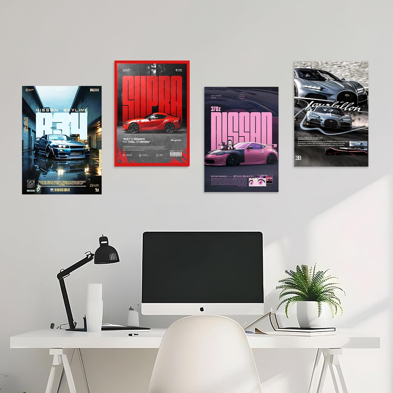 Kartmen Pack Of 8 Car Aesthetic Posters - 8X12 Inch (A4 Size) 300 Gsm | Sports And Street Ruling Cars Including Porsche - Glue D