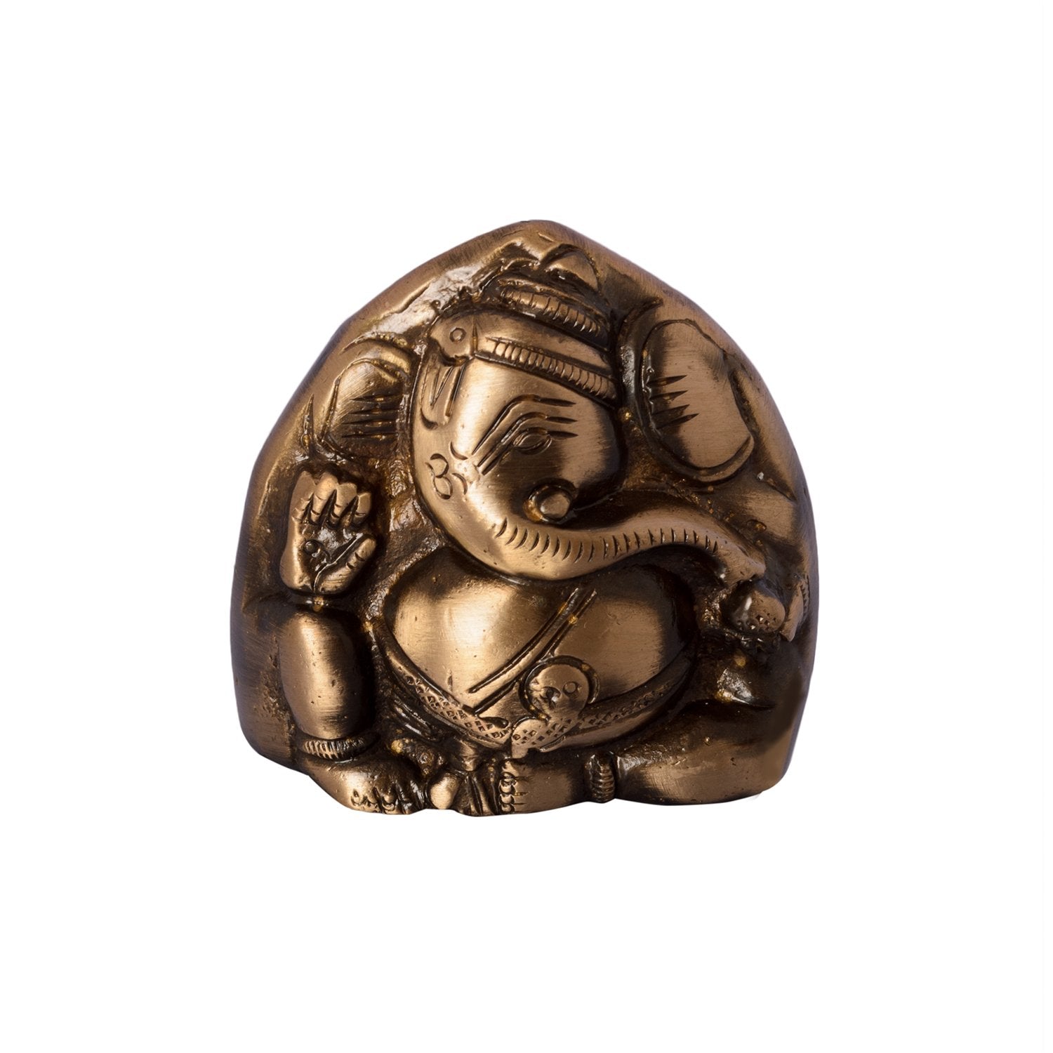 Ecraftindia Antique Finish Two Faced Lord Ganesha Brass Showpiece (5 Cm X 4 Cm X 6, Brown And Golden)