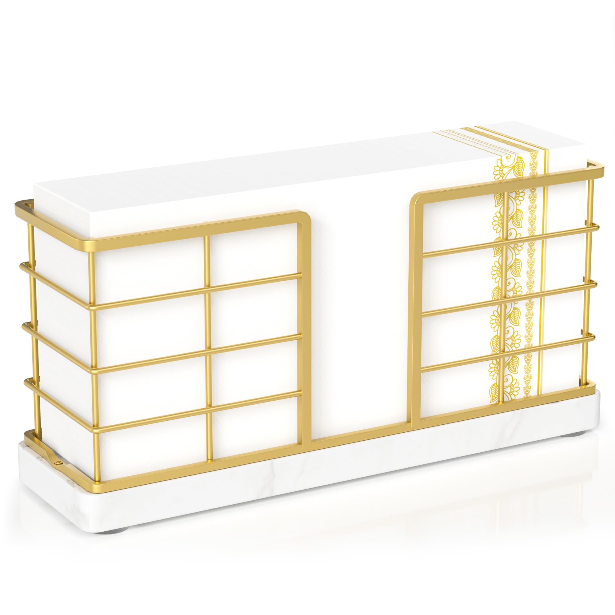 Wican Marble Vertical Stance Bathroom Napkin Holder Takes Up Less Space for Small Guest Bathroom Towel Tray for Powder Room Tabl