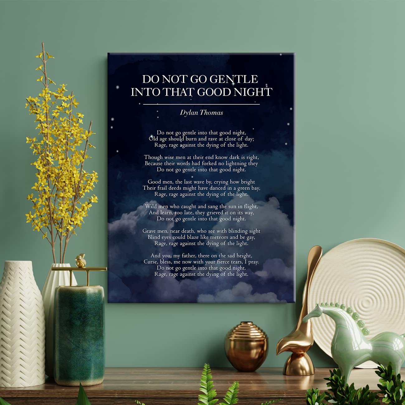 Do Not Go Gentle Into That Good Night Print Canvas Wall Art Home Decor Classic Literature Poem Painting 12X15 Canvas Poster Fram