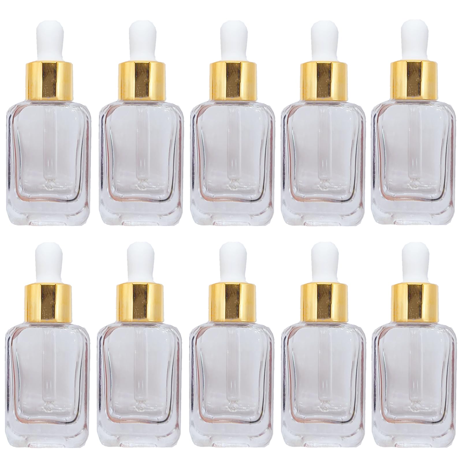 PimyRcyi 10PCS Square Dropper Bottle, 1oz Clear, 30ml Glass Container