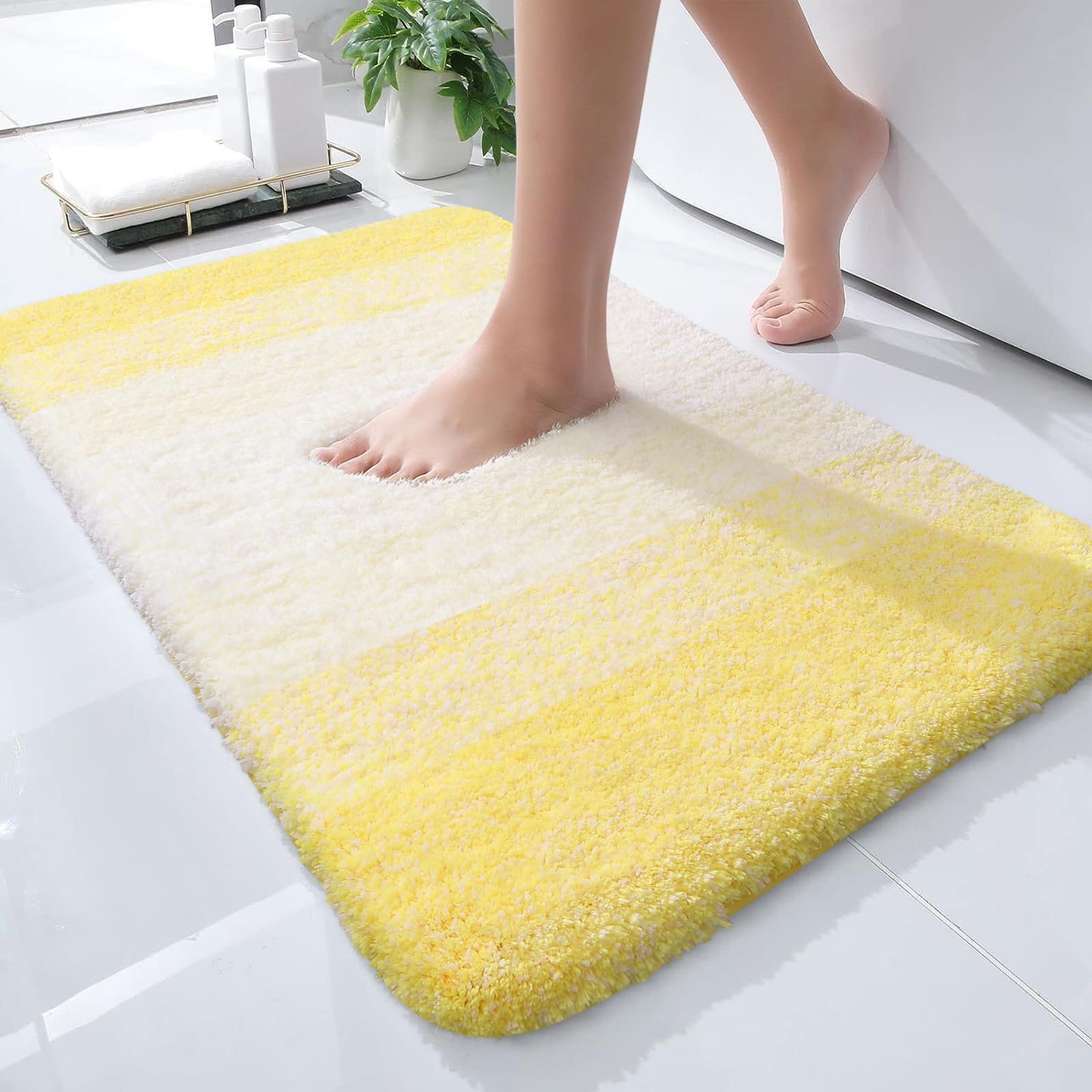 Olanly Luxury Bathroom Rug Mat 24X16, Extra Soft And Absorbent Microfiber Bath Rugs, Non-Slip Plush Shaggy Bath Carpet, Machine