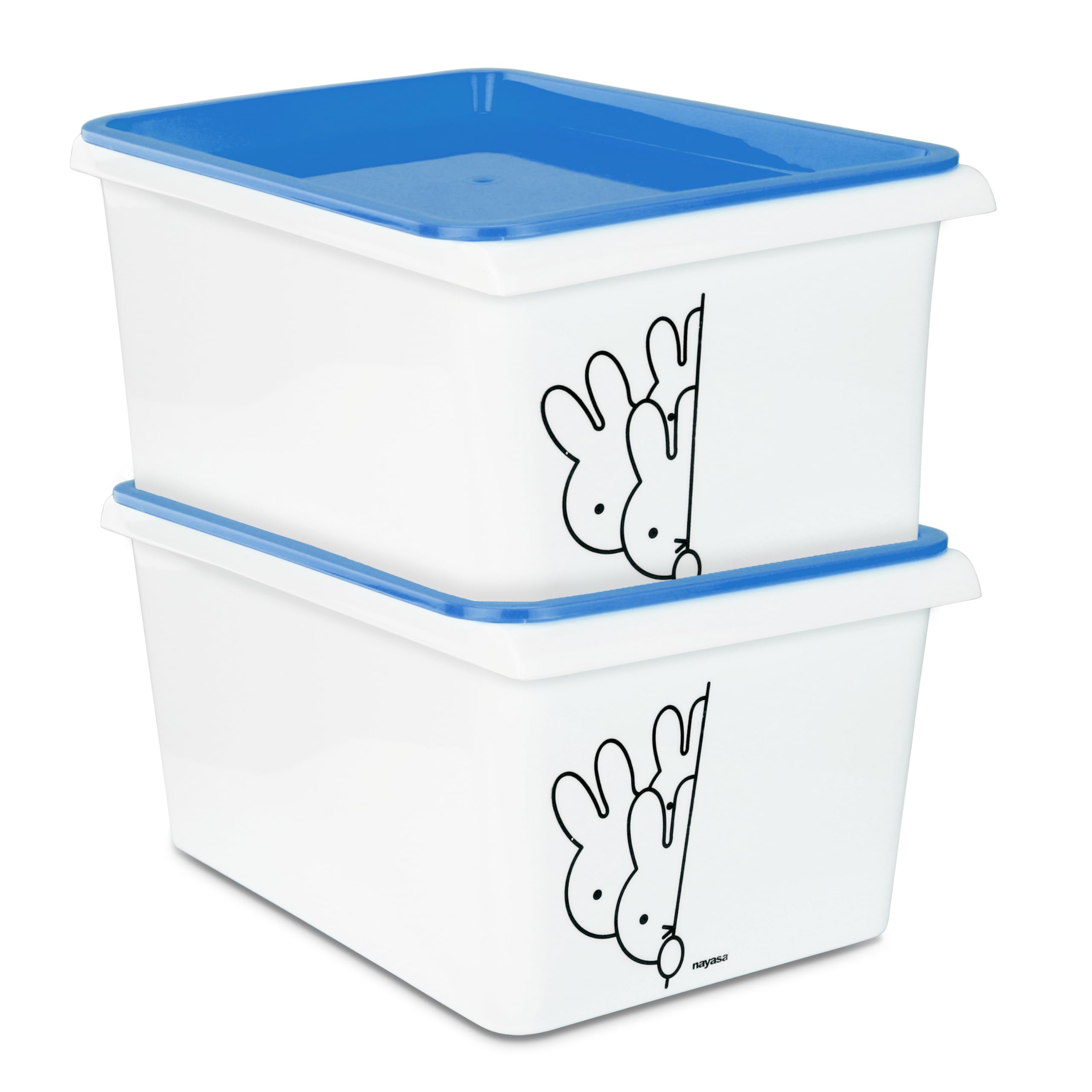 Nayasa Lego Print Stack N Store Multipurpose Plastic Storage Container With Lid | 5 Litres | Set Of 2 | Bpa Free | Durable & Sta