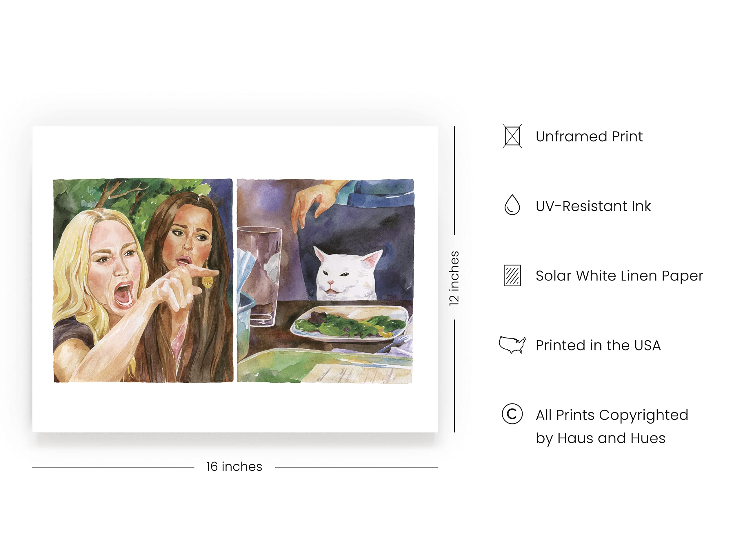 Haus And Hues Funny Art Print - Viral Cat Meme, 12X16 Unframed, Wall Art For Dorm Room, Teen Spaces