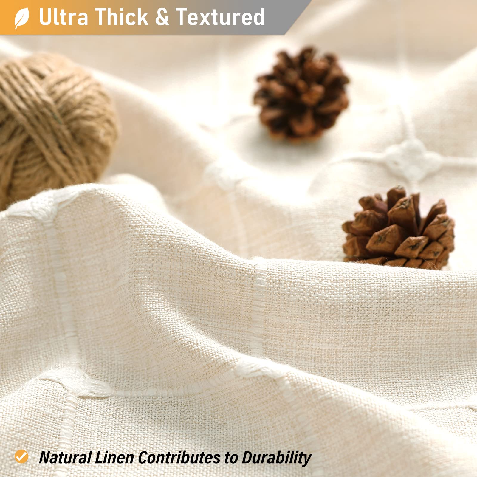 Bttn Extra Long Shower Curtain - 72X96 Inch Long Boho Chic Linen Fabric Heavy Duty Shower Curtain Set With Plastic Hooks, Tall F