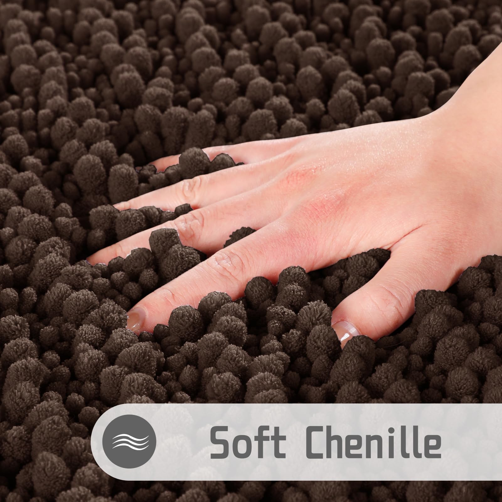 Yimobra Original Luxury Chenille Bathroom Runner Rugs 70 x 24 Inches  Soft  Long Large Bath Mats  Super Absorbent  Non-Slip  Machine Washable  Carpets for Home  Nursery  Bed and Living Room  Brown