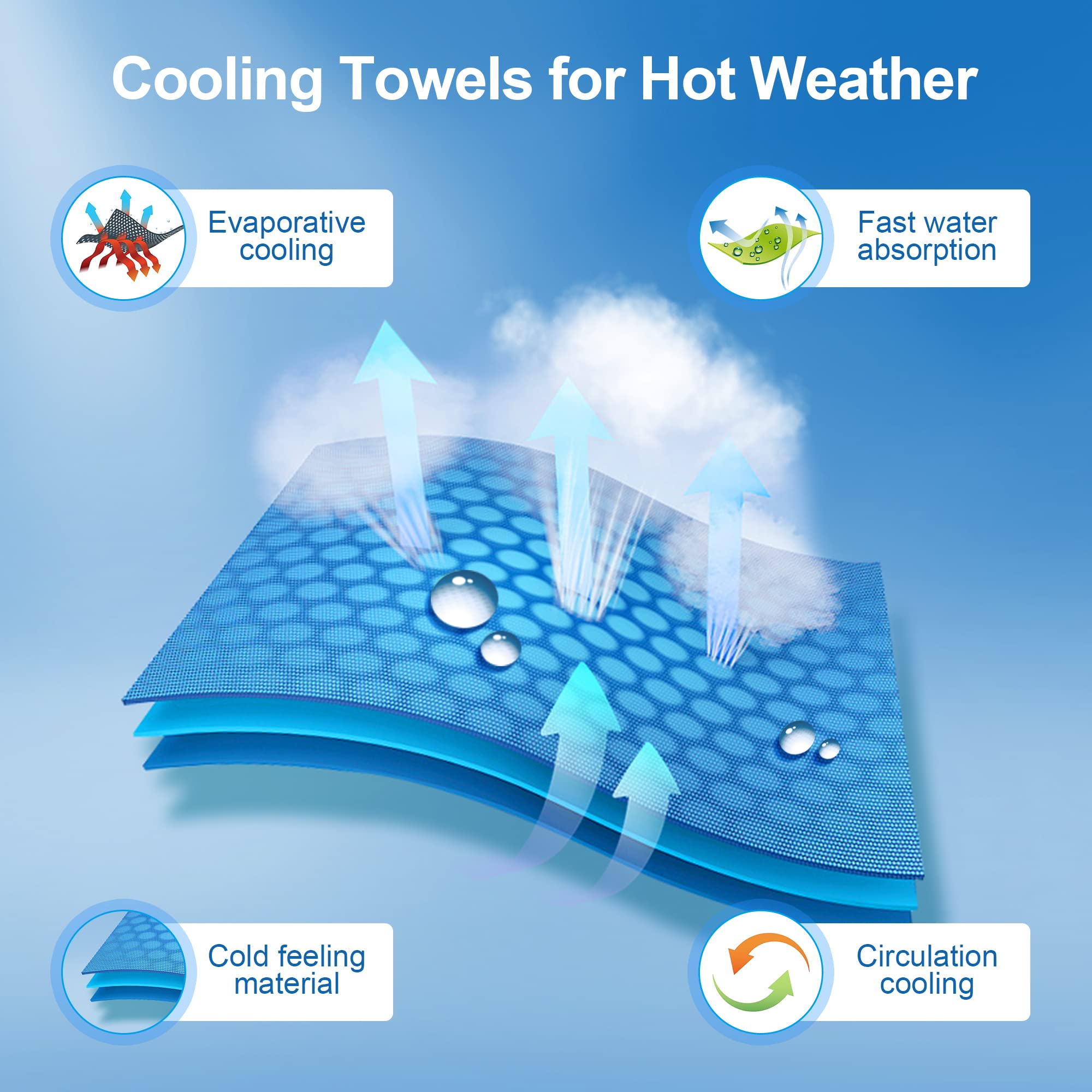 Ailawuu 6Pack Cooling Towels Ice Towel for Neck and Face Soft Breathable Chilly Towel Microfiber Towel for Camping Workout Sports Yoga Golf Gym Fitness & More Activities