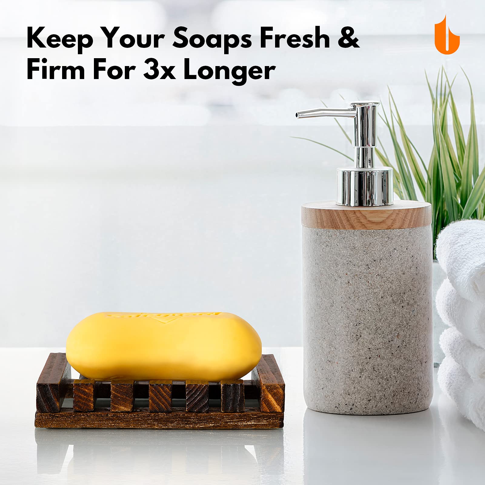 Urbanstrive Natural Wooden Soap Dish Soap Saver Holder Soap Tray For Bathroom, Biodegradable, Zero Waste, Plastic Free, Charcoal
