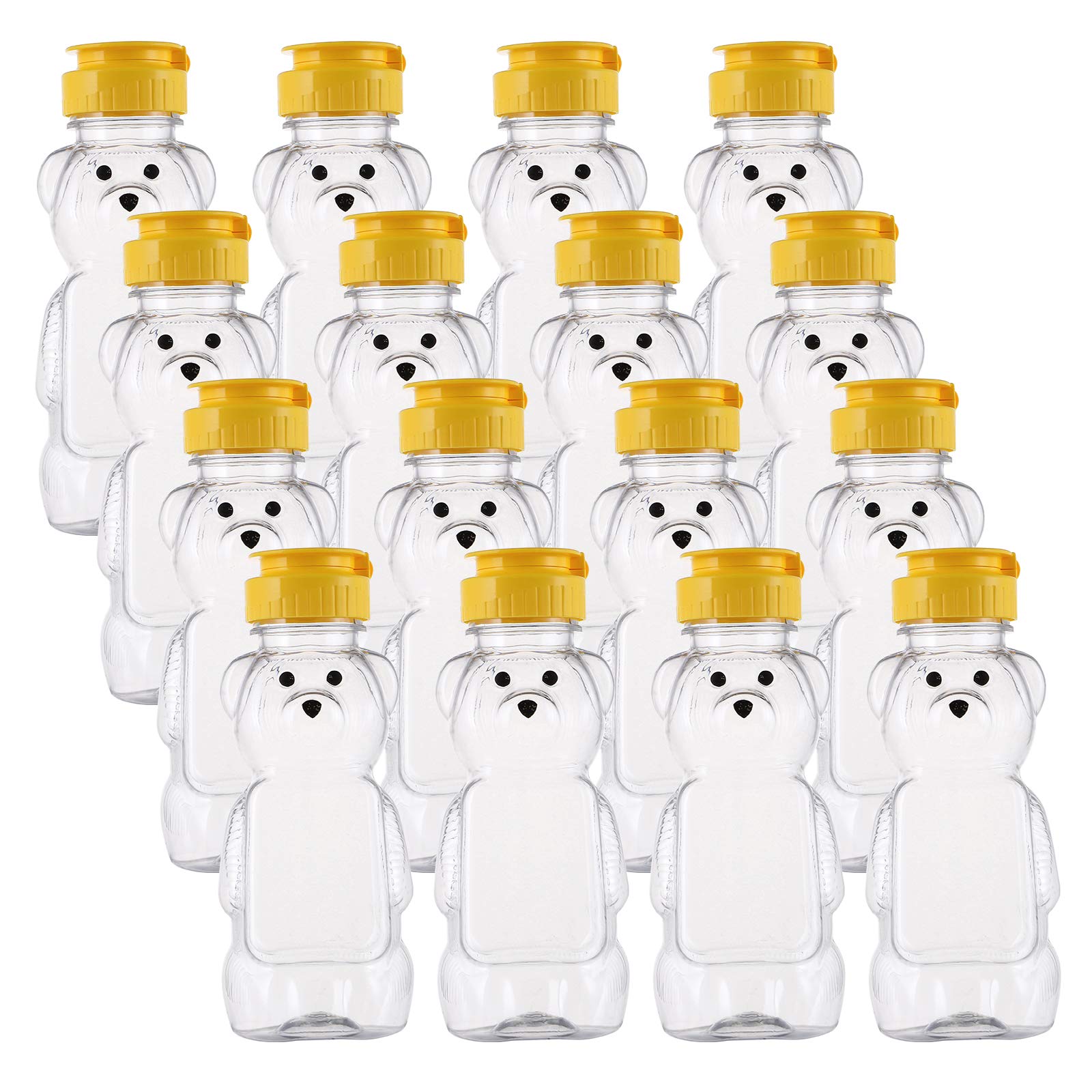Bekith 16 Pack 8 Fluid Oz Plastic Bear Honey Bottle Jars, Honey Squeeze Bottle Empty With Flip-Top Lid For Storing And Dispensin