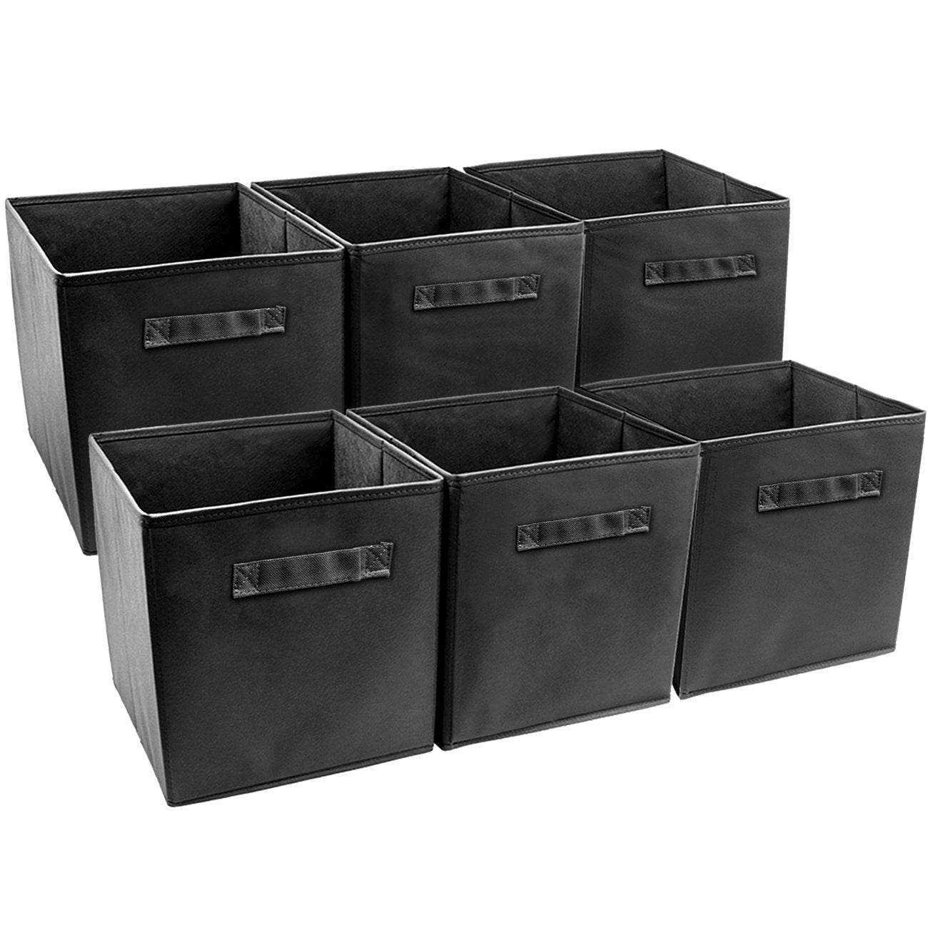 Sorbusa Foldable Storage Cube Basket Bin (6 Pack, Black)