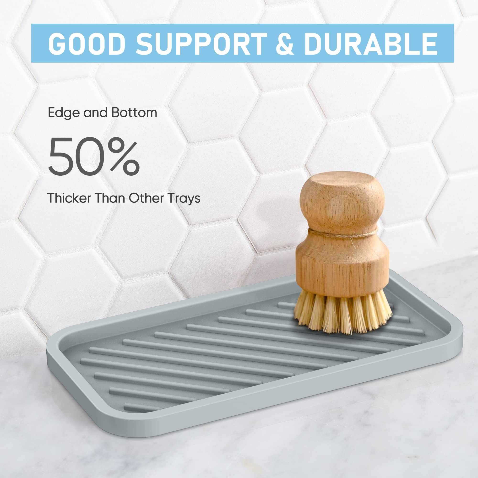Eg-Sipro Silicone Sponge Holder,Large Great Thickened Durable 10'' Kitchen Sink Organizer Tray Kitchen Soap Tray Soap Dispenser
