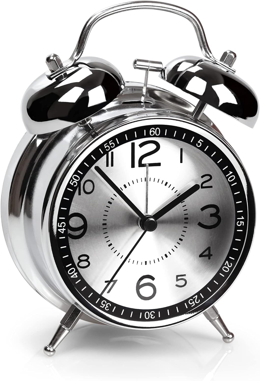 Home Skill Analog Alarm Clock For Heavy Sleepers Loud Clock For Adults, Metal 4 Inches Twin Bell Table Clock With Backlight Alar