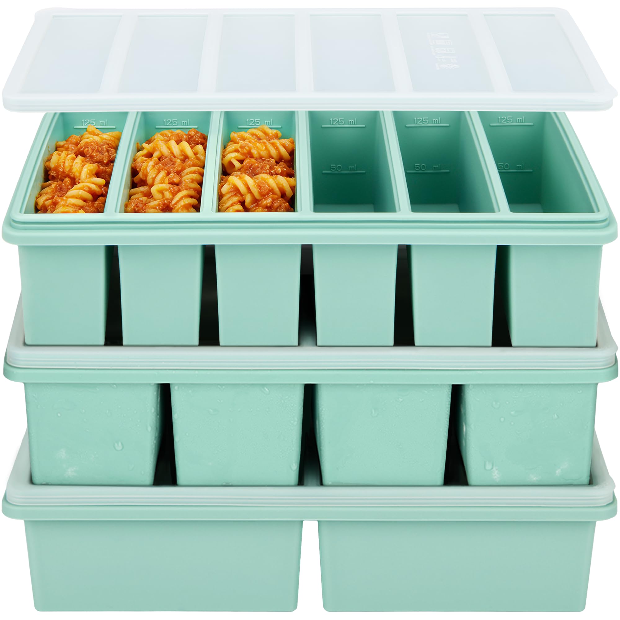 Silicone Freezer Trays with Lids, 2 Cup & 1 Cup & 1/2 Cup Soup Freezer Container Molds for Freezer  Leakproof, Dishwasher, Oven