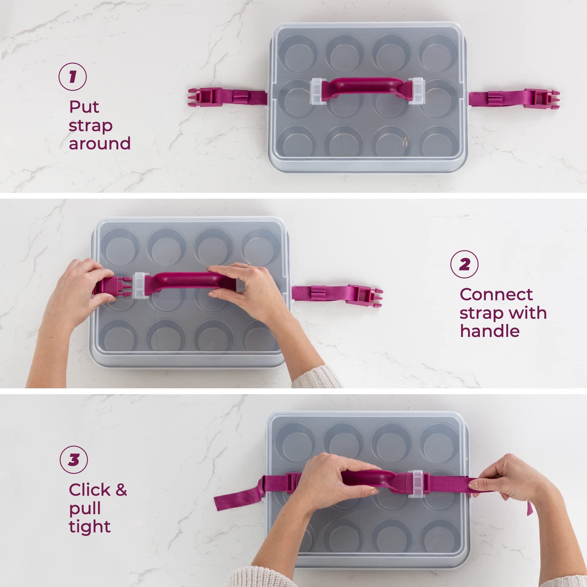 Kpkitchen Cupcake Carrier For 24 Cupcakes - Innovative Cupcake Holder Includes 2 Cupcake Pans With Lid And Handle - Cupcake Trav