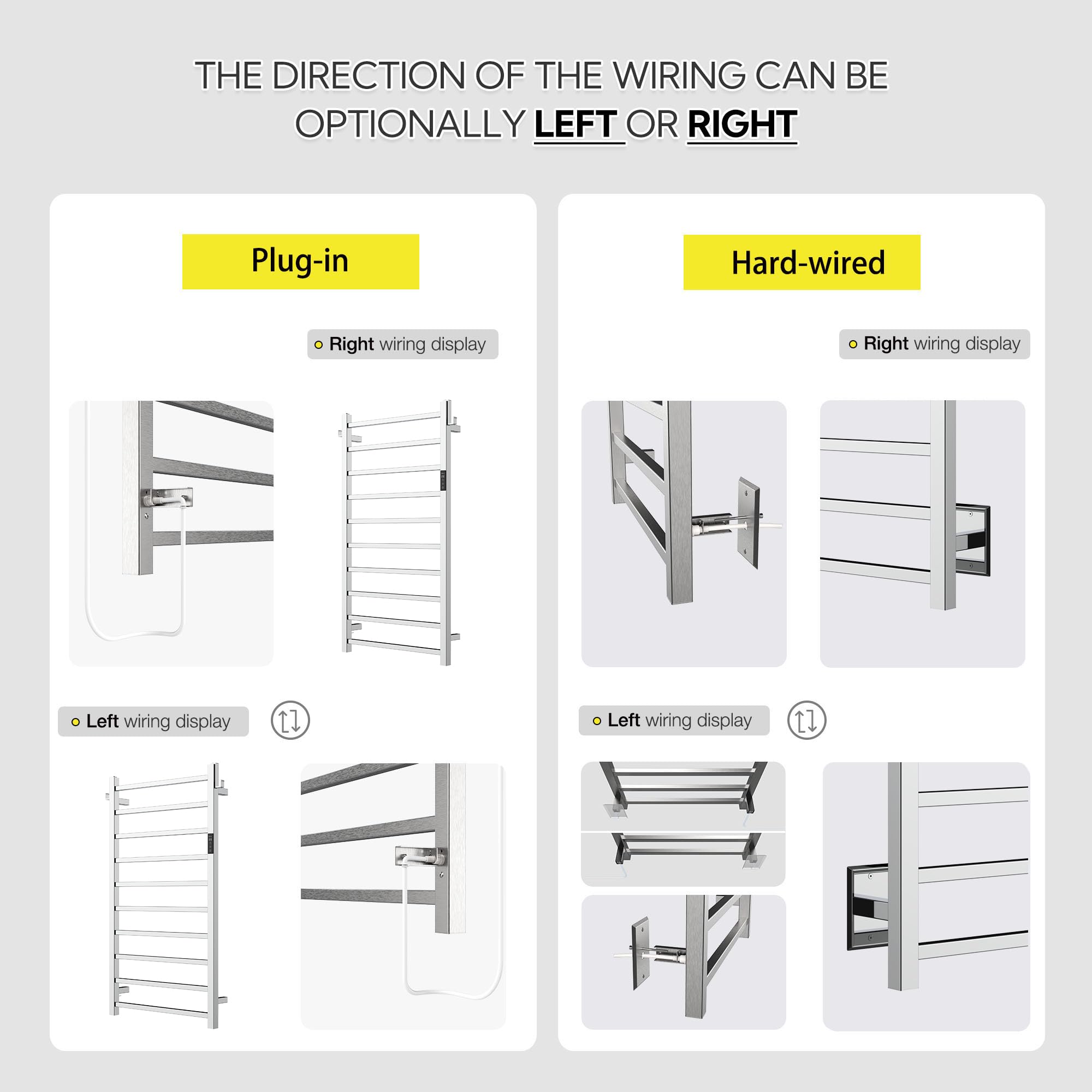 P&Bhusri Heated Towel Rack, 10-Bar Towel Warmer Rack For Bathroom, Wall Mounted Electric Towel Rack With Timer And Led Indicator