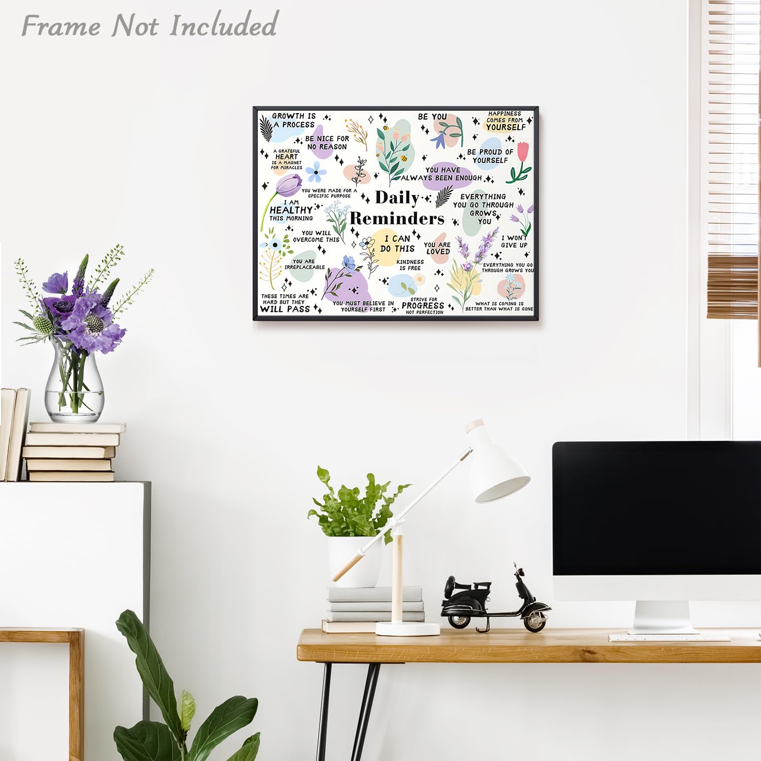 Motivational Daily Reminder Wall Art Poster Positive Affirmations Prints, Inspirational Quotes Wall Poster For Classroom Office