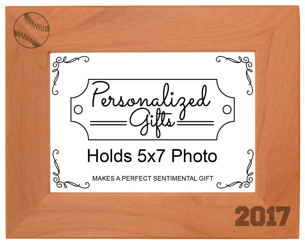 Baseball Gifts 2024 Frame Baseball Picture Frame Sports Frames Wood Engraved 5x7 Landscape Picture Frame