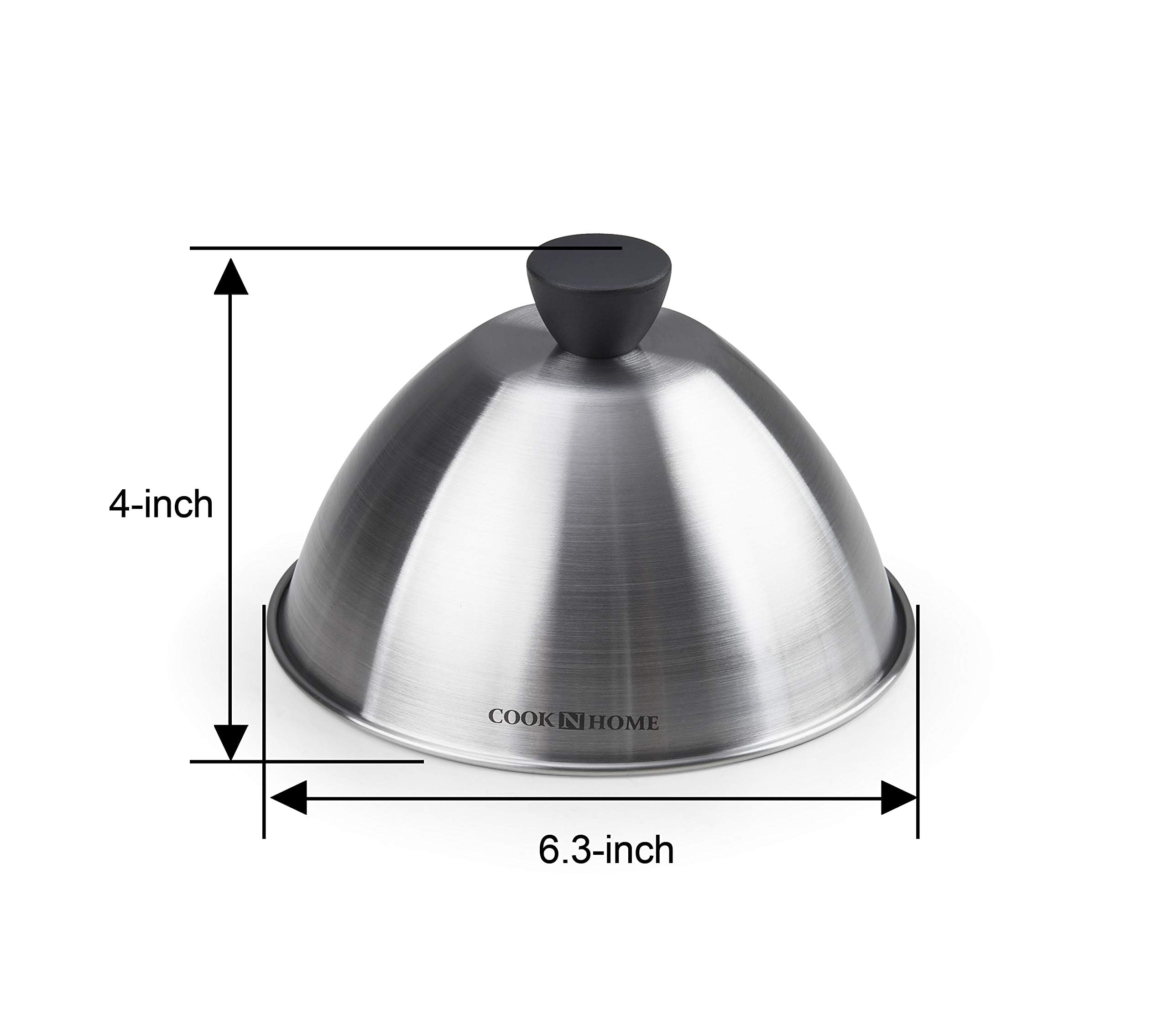 Cook N Home 02664 Stainless Steel Grill Cooking Steaming Dome Lid, 2 Pack, 6 Inches, Silver