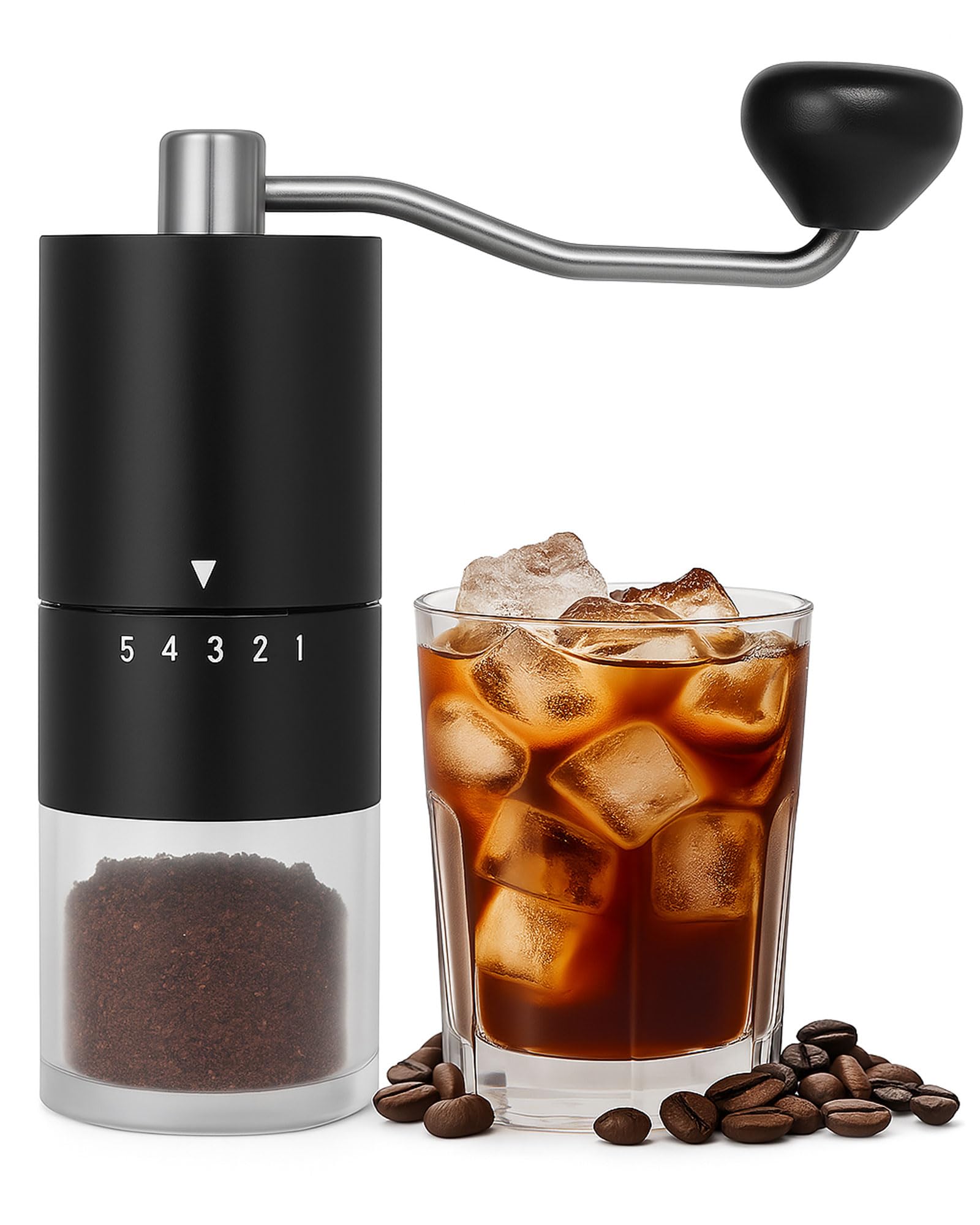 Manual Coffee Grinder With Ceramics Burr For Espresso,French Press,5 Adjustable Settings,Hand Maker with Built-In Burr,For Home 