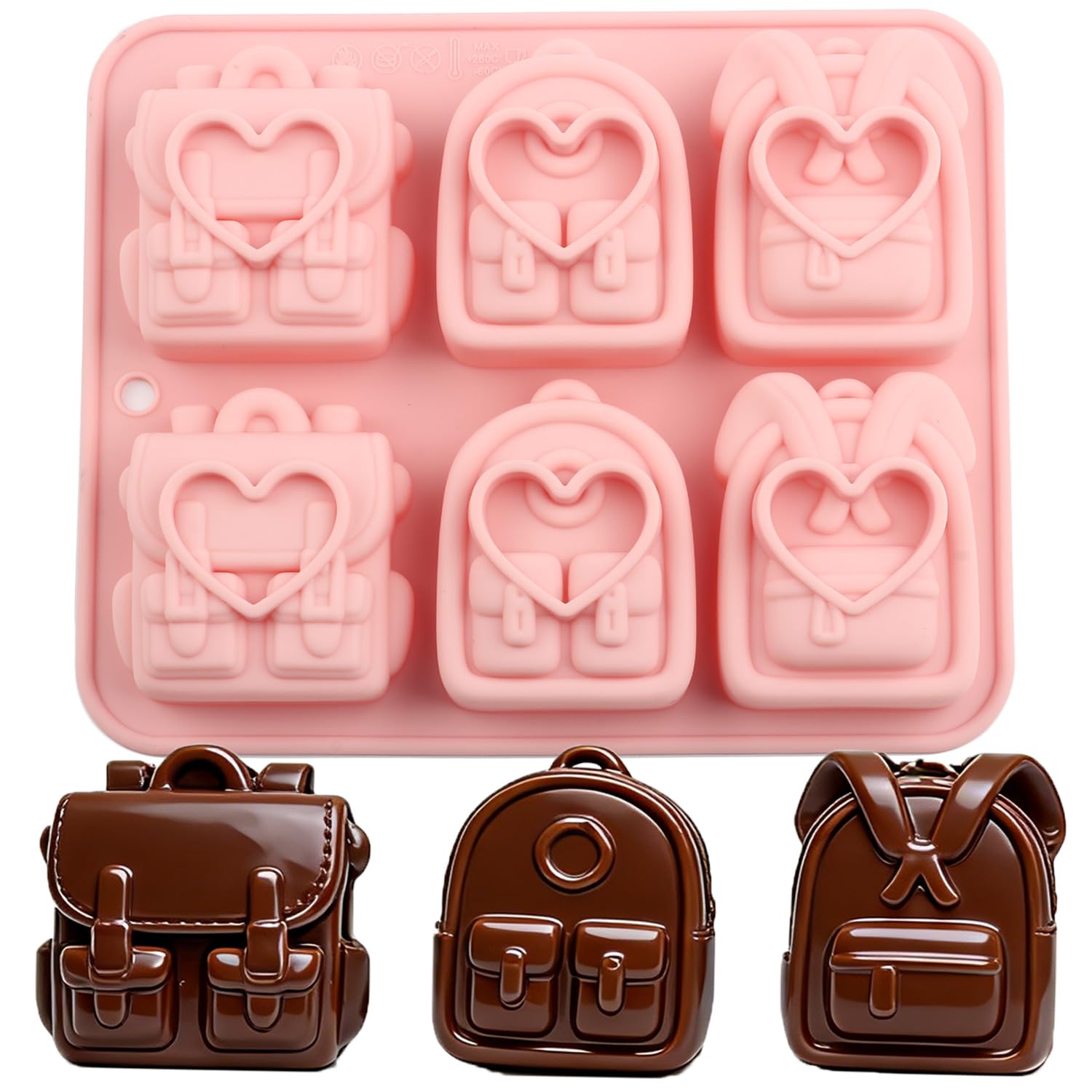 EPYHREHM 6 Cavity Backpack Silicone Chocolate Molds