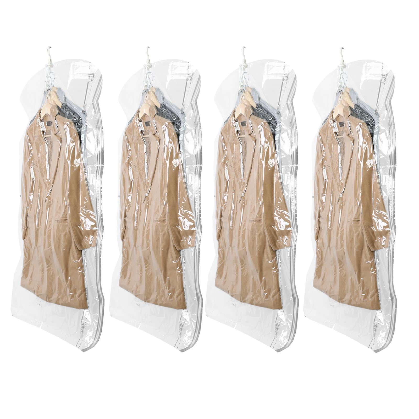 Taili Hanging Vacuum Storage Bags Space Saver Bags For Clothes, 4 Pack Long 53X27.6 Inches, Vacuum Seal Storage Bag For Suits, C
