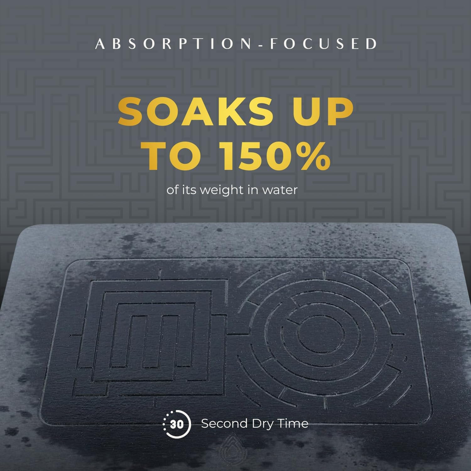 Maze Oasis Stone Bath Mat - Instant-Drying Diatomaceous Earth Bath Mat With Maze Pattern - Super Absorbent Non-Slip - Quick Dry