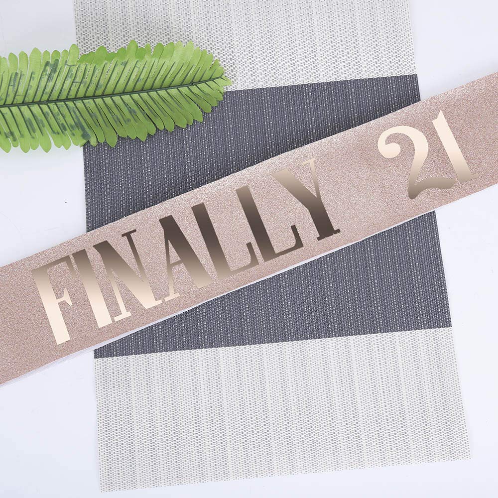 Topfunyy 21St Birthday Sash And Tiara Set - Finally 21 Rose Gold Sash Crystal Crown Birthday Gift For Girls 21St Birthday Party