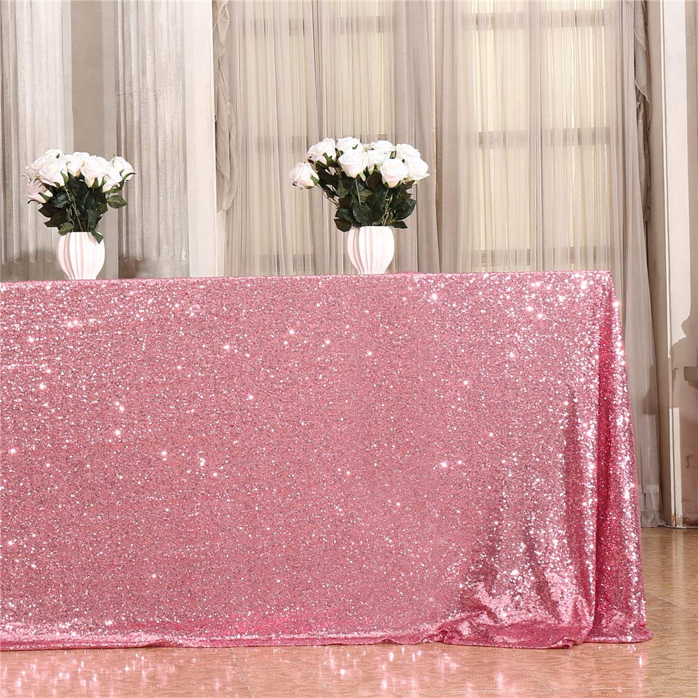 Eternal Beauty Sequin Tablecloth  50x80 Rectangle Valentine's Day Sequin Tablecloth for Party Cake Dessert Table Exhibition Events Fuchsia Pink