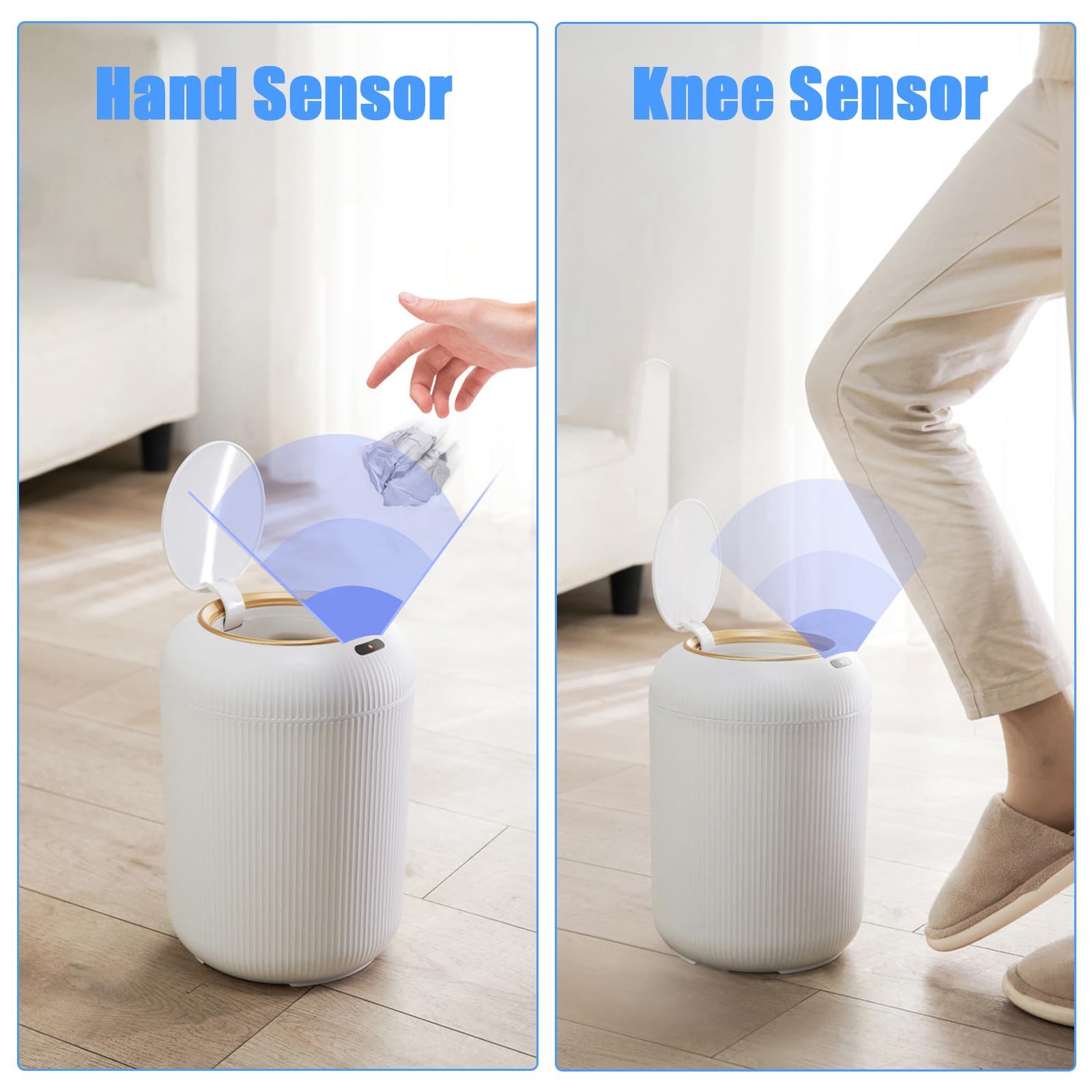 Uralfa Motion Sensor Trash Can With Lid, 3 Gallon / 11 L Automatic Bathroom Trash Can, Touchless Trash Bin, Smart Plastic Garbag