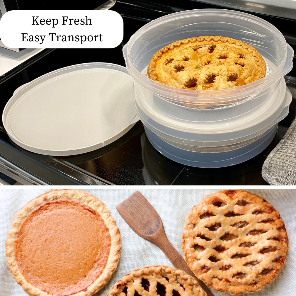 Evelots Pie Container, Keeper - 4 Pack - Cake, Muffin, Cupcake, Tortilla, Pizza Storage Carrier - 10 Inch Airtight With Lid - Cl