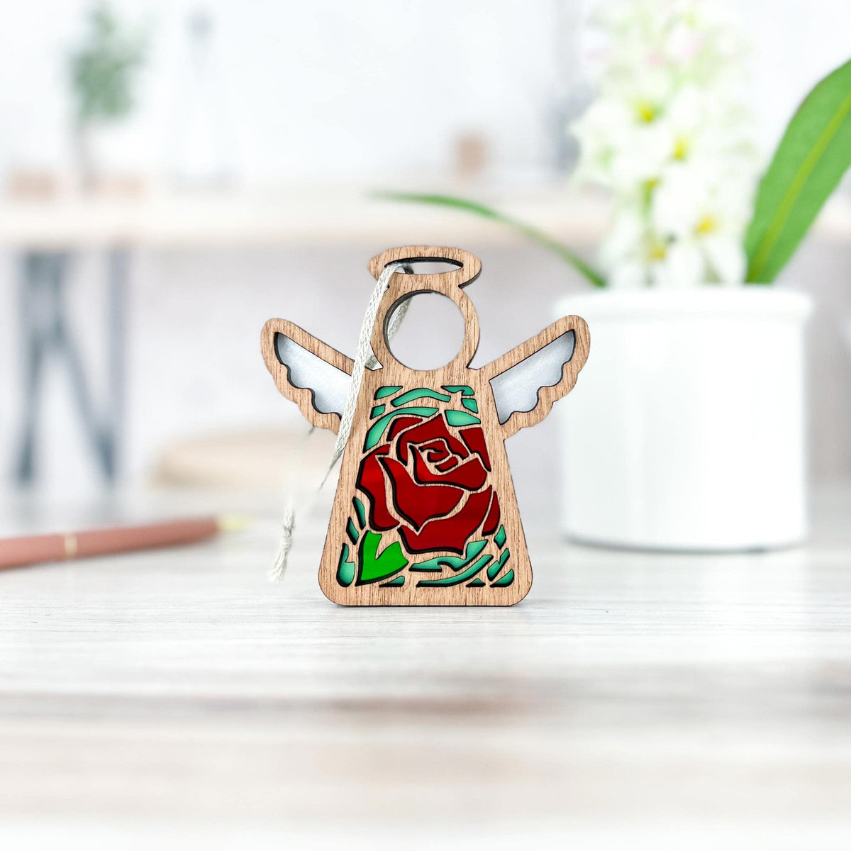 June Red Rose Bereavement Keepsake - Sympathy Angel Memorial Statue ...