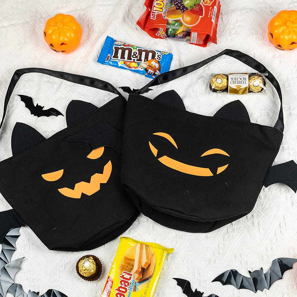 Zhenpony Halloween Trick Or Treat Bags Bat Candy Bucket Reusable Canvas Bag Best Halloween Party Gifts For Kids Halloween Bucket